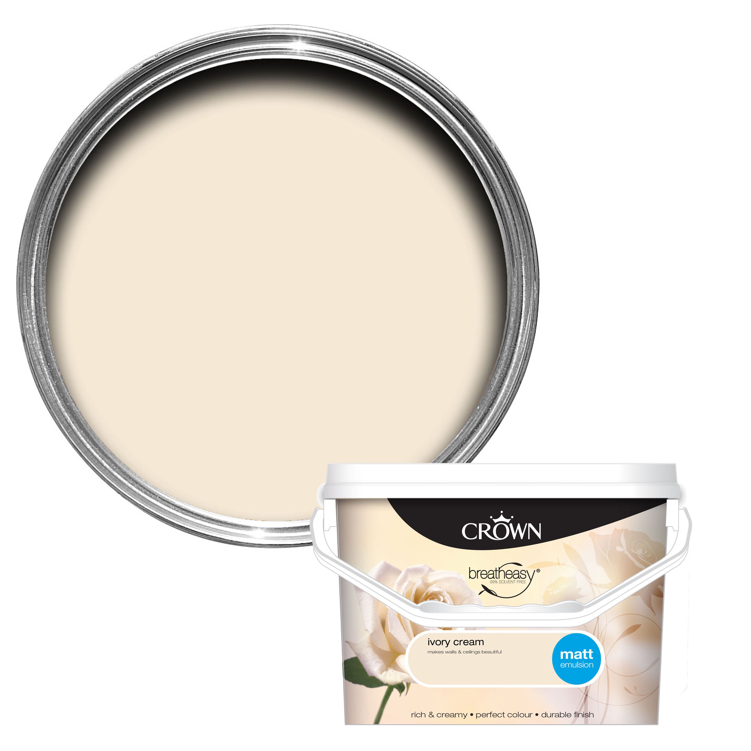 Crown Ivory Cream Matt Emulsion Paint 7.5L Departments DIY at B&Q