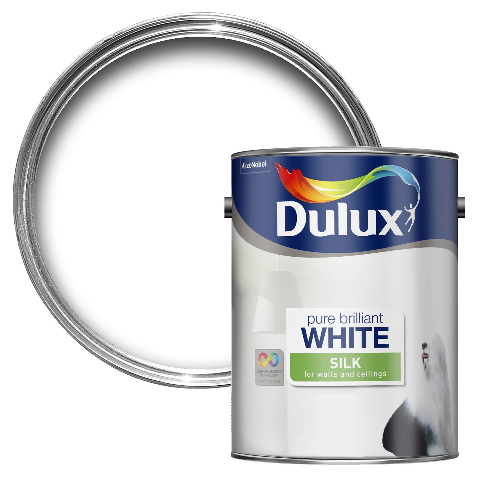 Dulux Pure Brilliant White Silk Emulsion Paint 5L Departments DIY