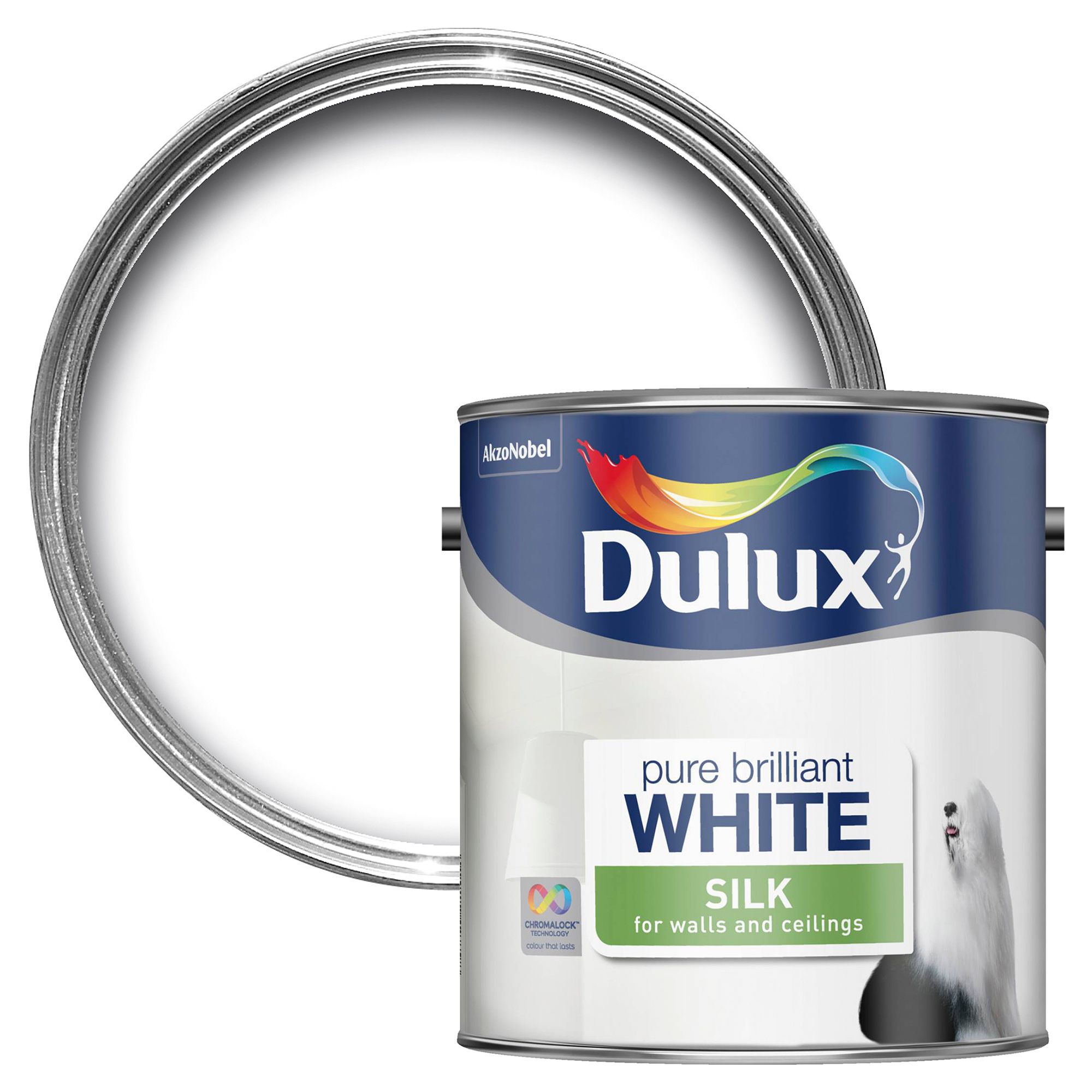 Dulux Pure Brilliant White Silk Emulsion Paint 2.5L Departments DIY