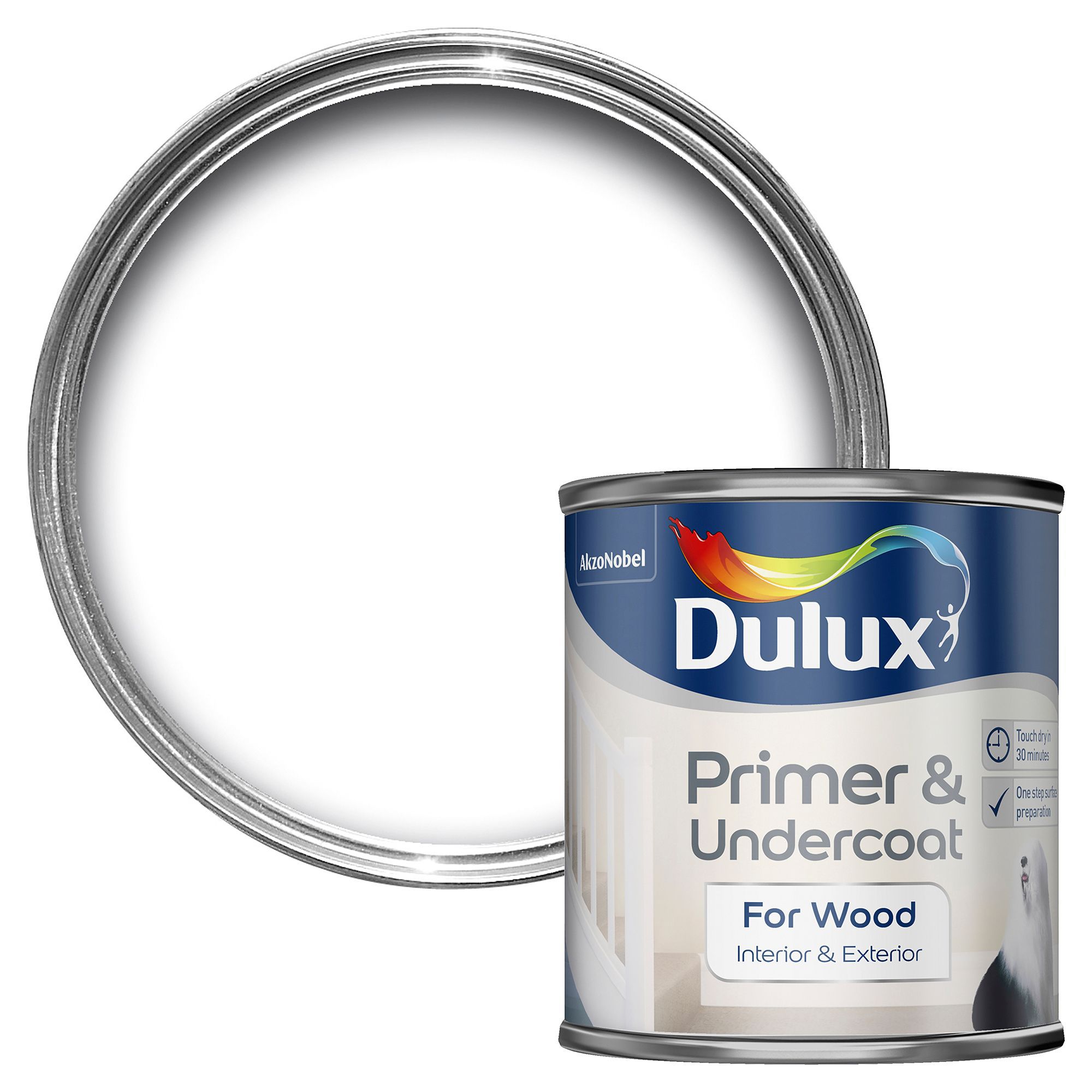 Dulux White Wood Primer & undercoat 0.25L | Departments | DIY at B&Q