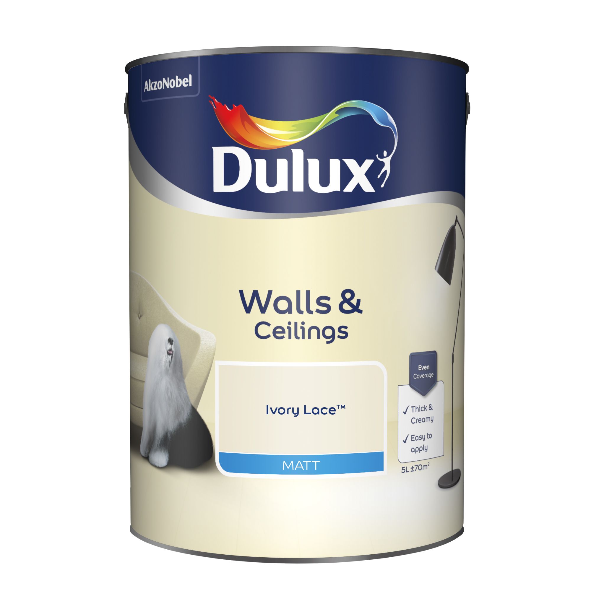 Dulux Ivory Lace Matt Emulsion Paint 5L Departments TradePoint