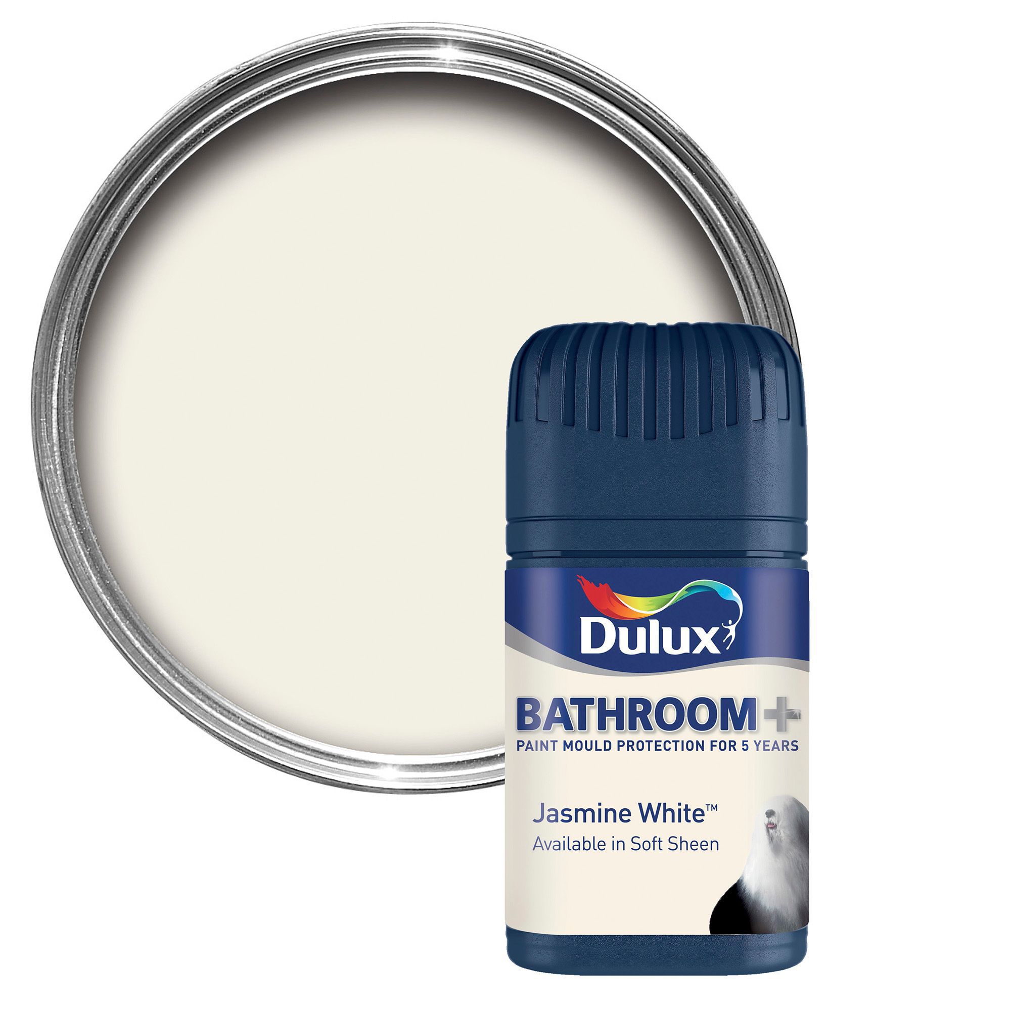 Dulux Bathroom Jasmine White Soft Sheen Emulsion Paint 50ml Tester Pot ...