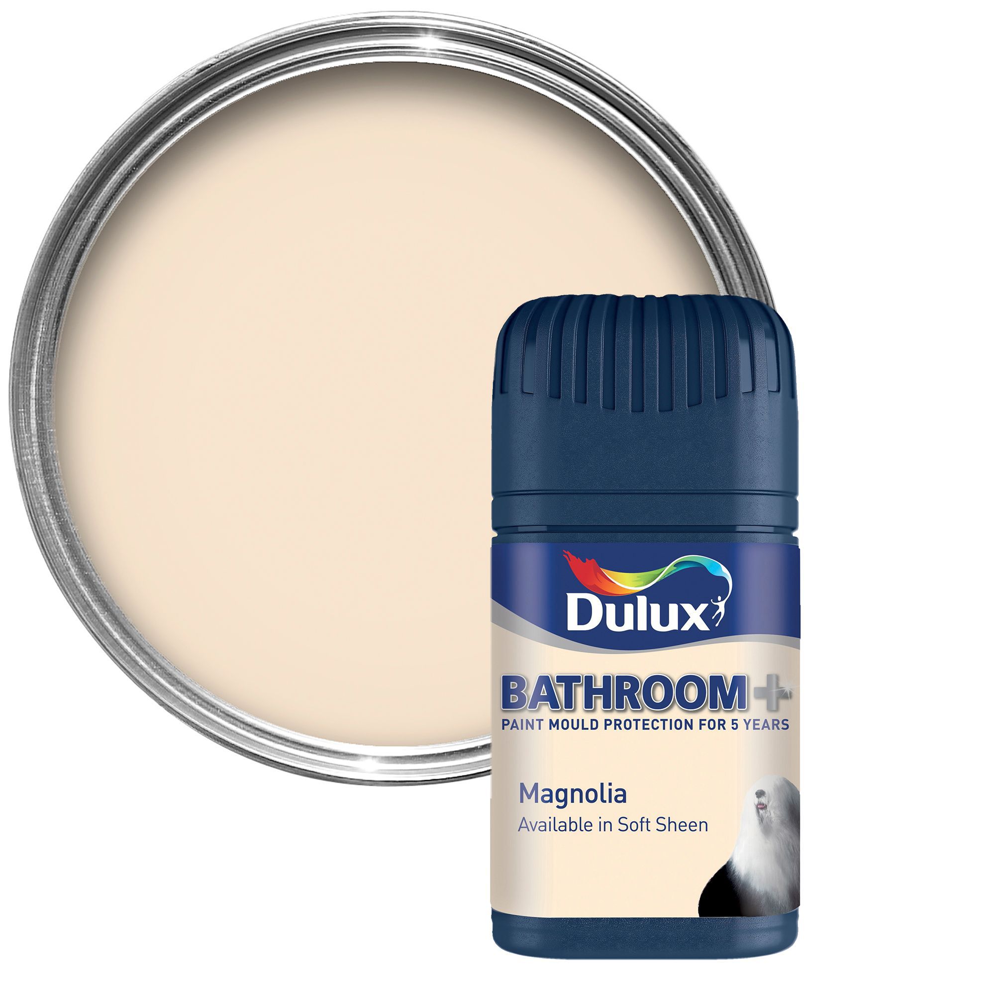 Dulux Bathroom+ Magnolia Soft Sheen Emulsion Paint 0.05L Tester Pot