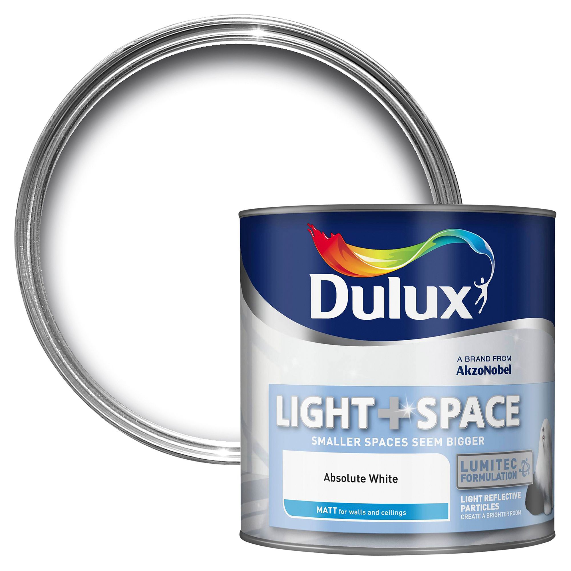 Dulux Light & Space Absolute White Matt Emulsion Paint 2.5L ...