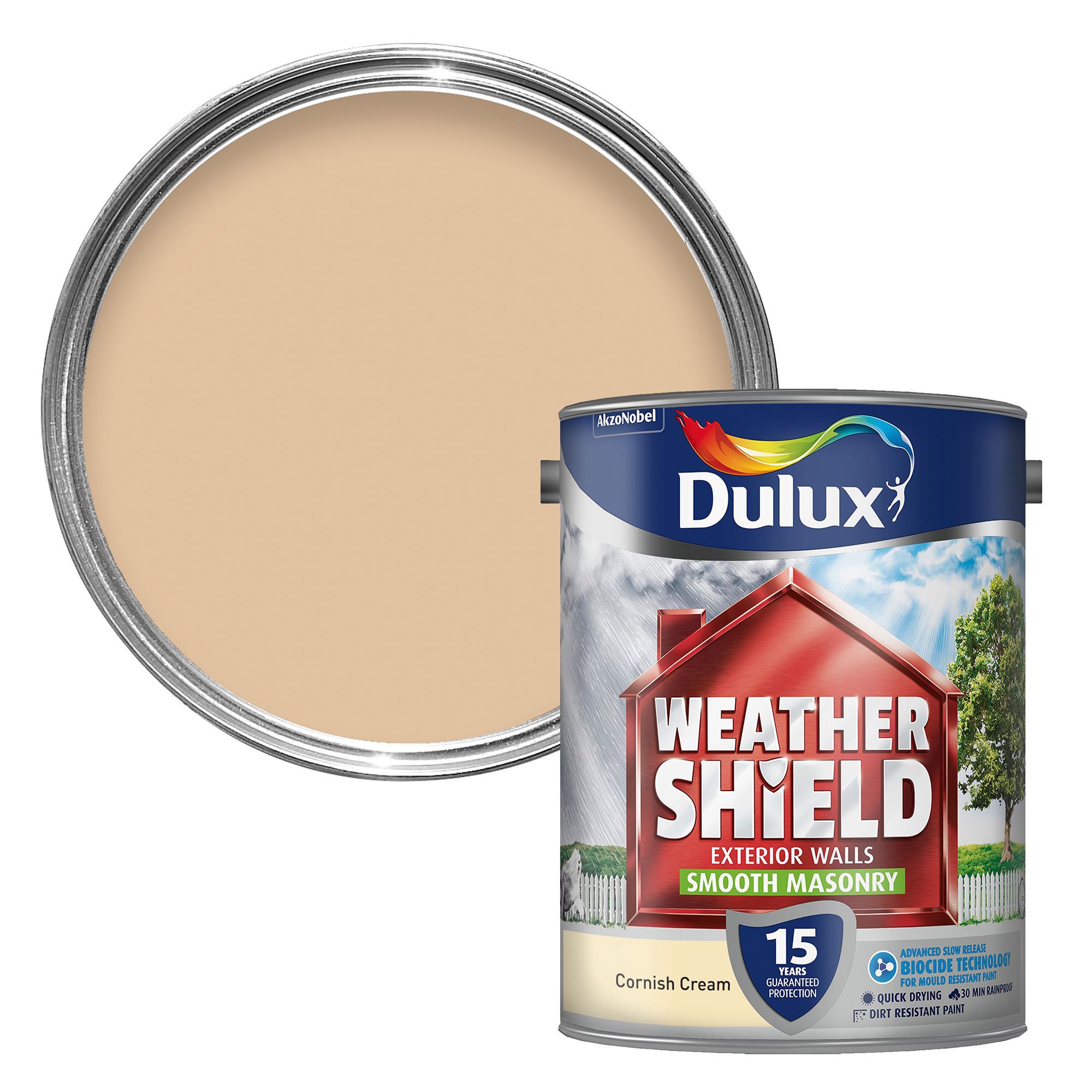 Dulux Weathershield Cornish cream Smooth Masonry paint 5L Departments
