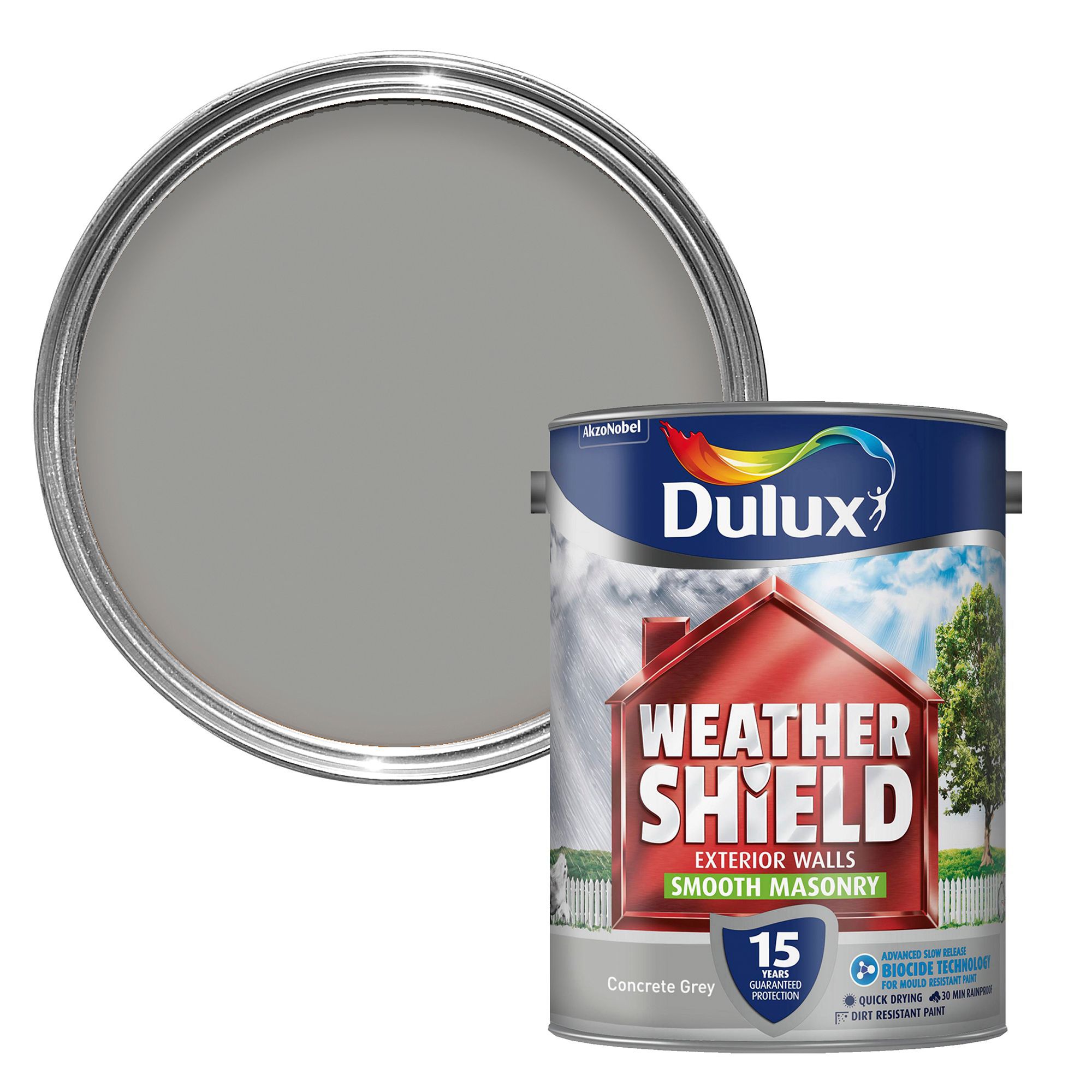 Dulux Weathershield Concrete Grey Smooth Masonry Paint 5L | Departments