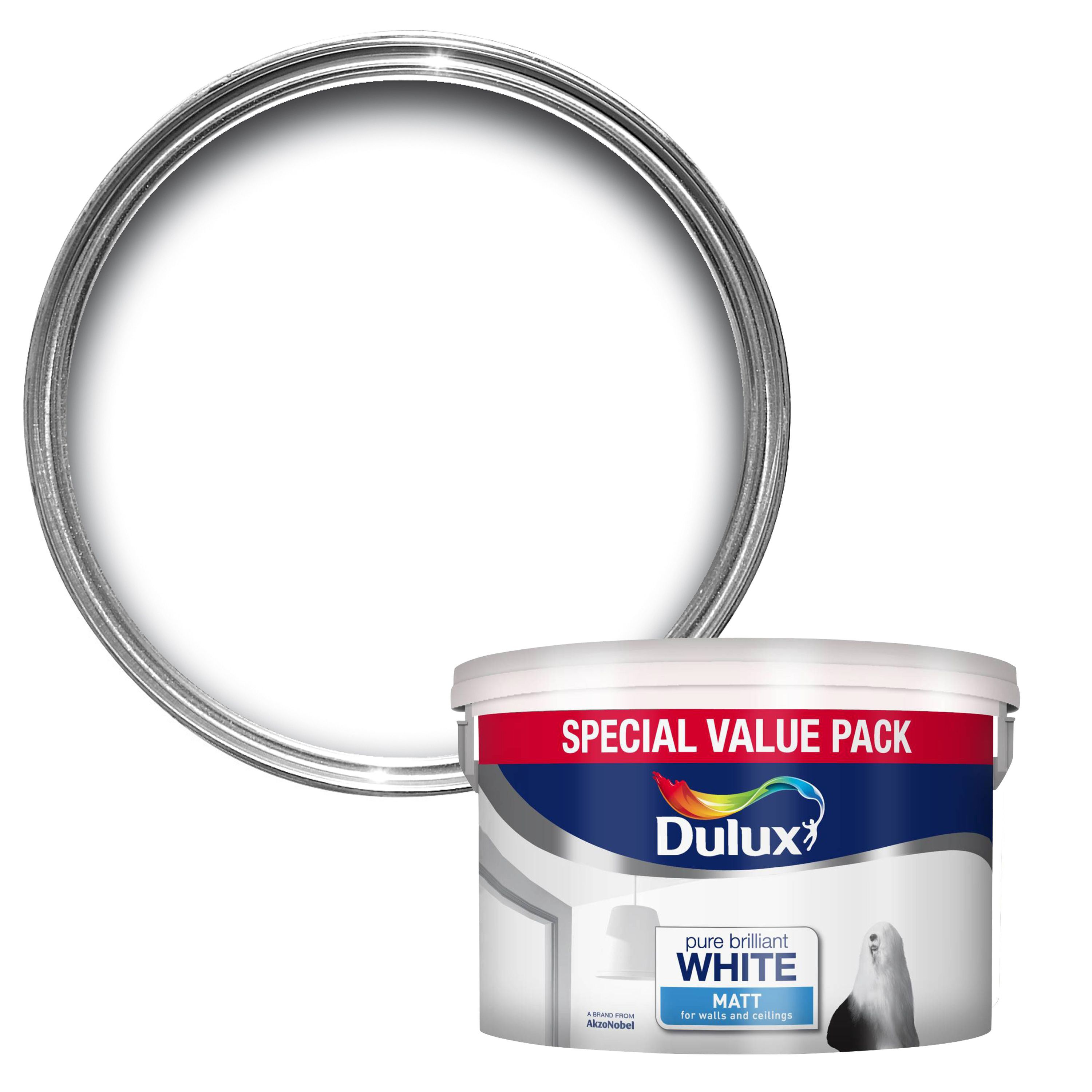 Dulux Pure Brilliant White Matt Emulsion Paint 7.5L | Departments | DIY ...