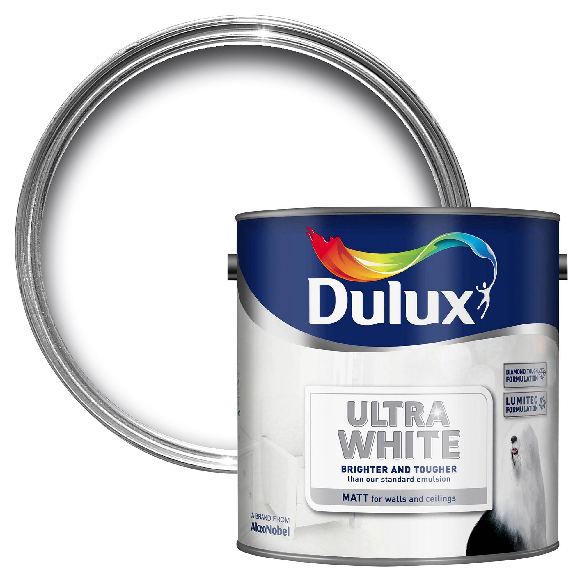Dulux Ultra Brilliant White Matt Emulsion Paint 2.5L Departments