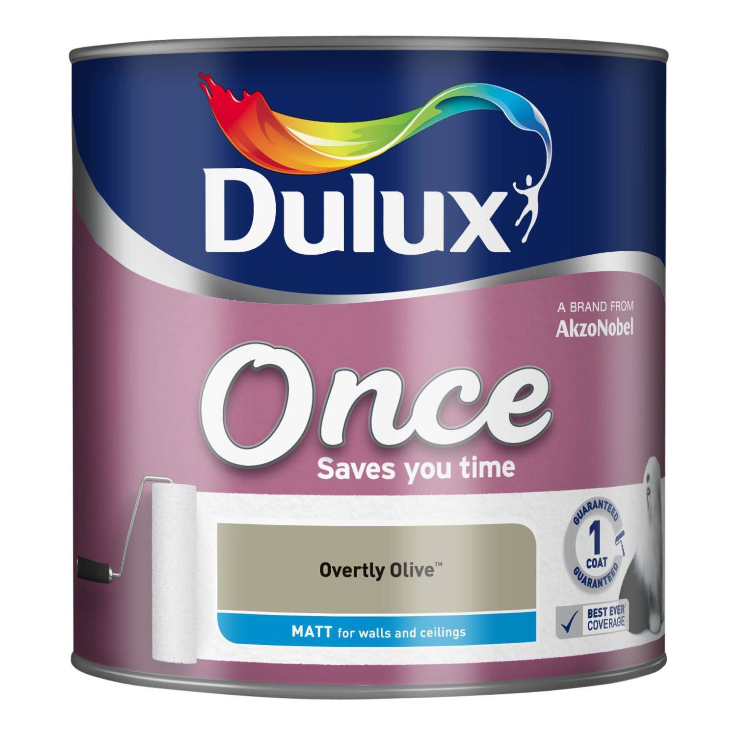 Dulux Once Overtly Olive Matt Emulsion Paint 2.5L | Departments | DIY ...