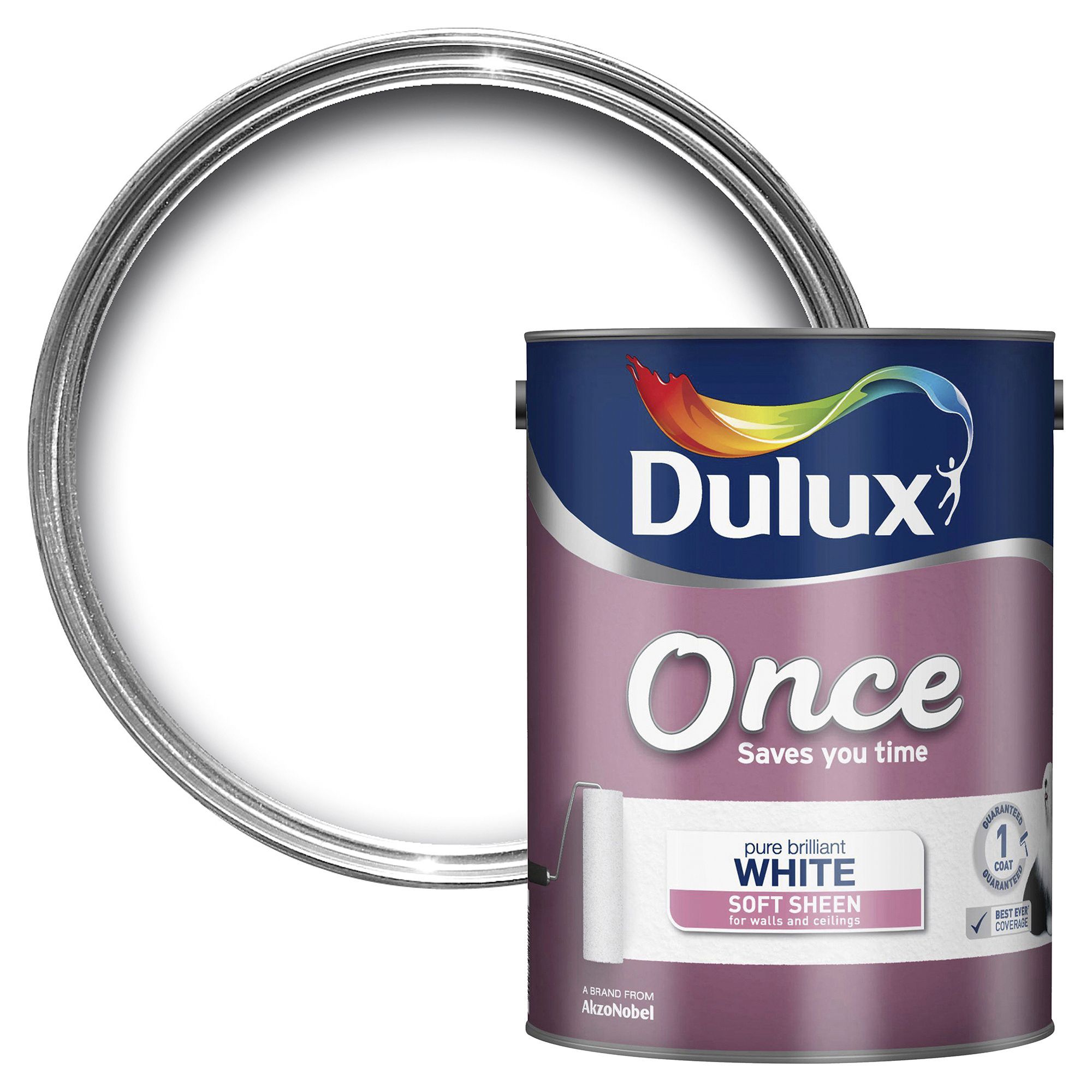 Dulux Pure Brilliant White Soft Sheen Emulsion Paint 5L | Departments ...