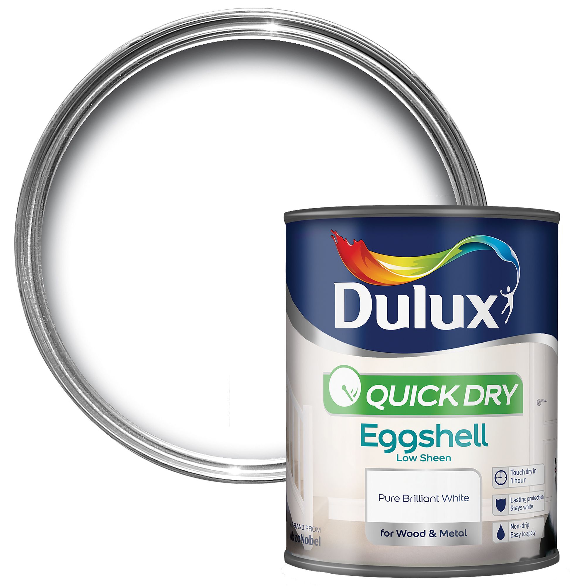 Dulux Interior Pure Brilliant White Eggshell Wood & Metal Paint 750ml