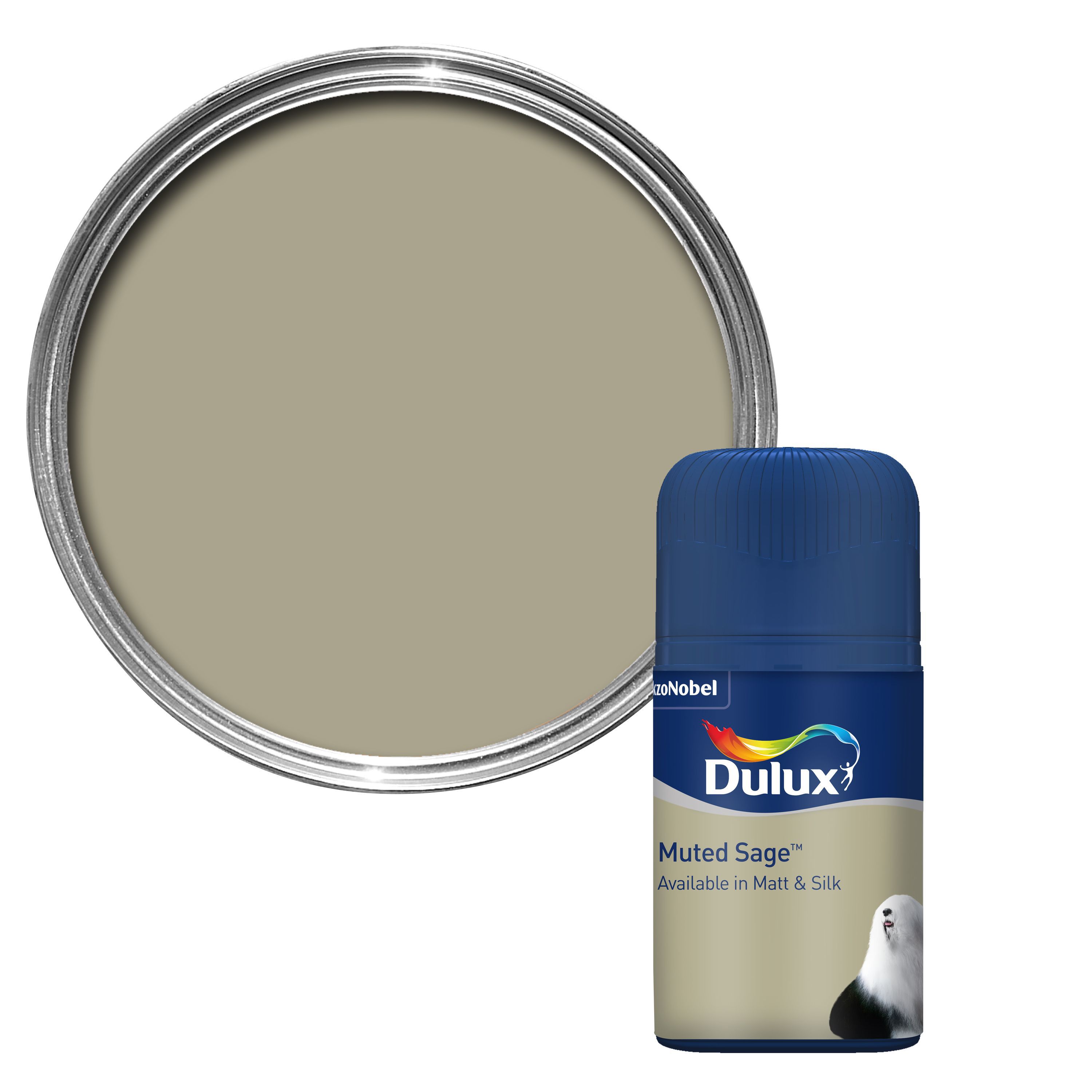 Dulux Muted Sage Matt Paint 0.05L Tester Pot Departments DIY at B&Q