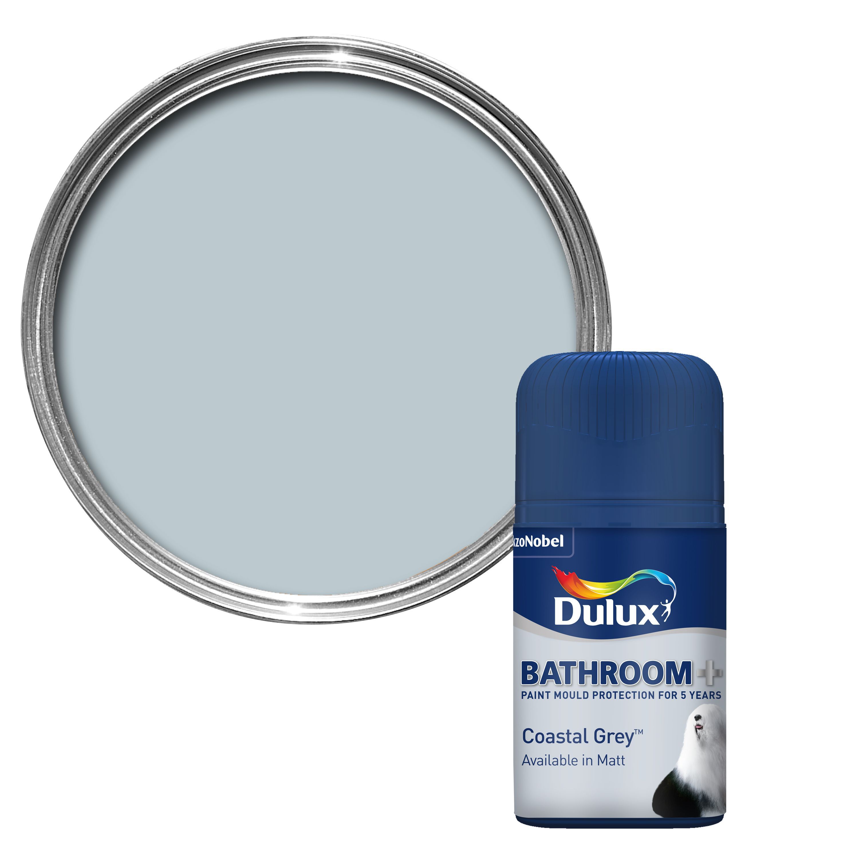 Dulux Bathroom+ Coastal Grey Soft Sheen Paint Tester Pot 0.05L