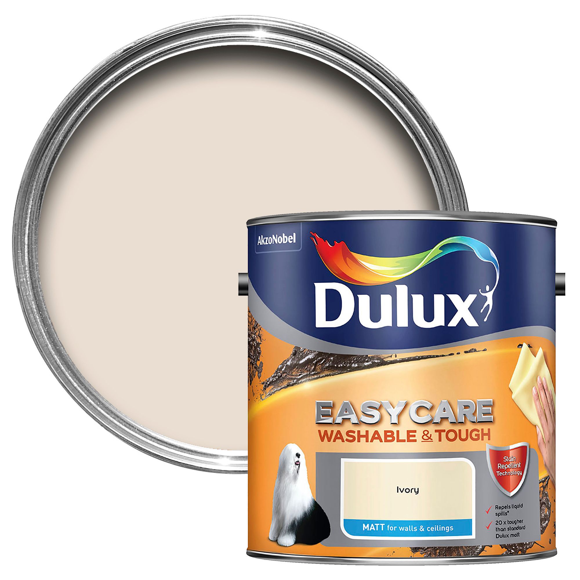 Dulux Easycare Ivory Matt Emulsion Paint 2.5L Departments DIY at B&Q