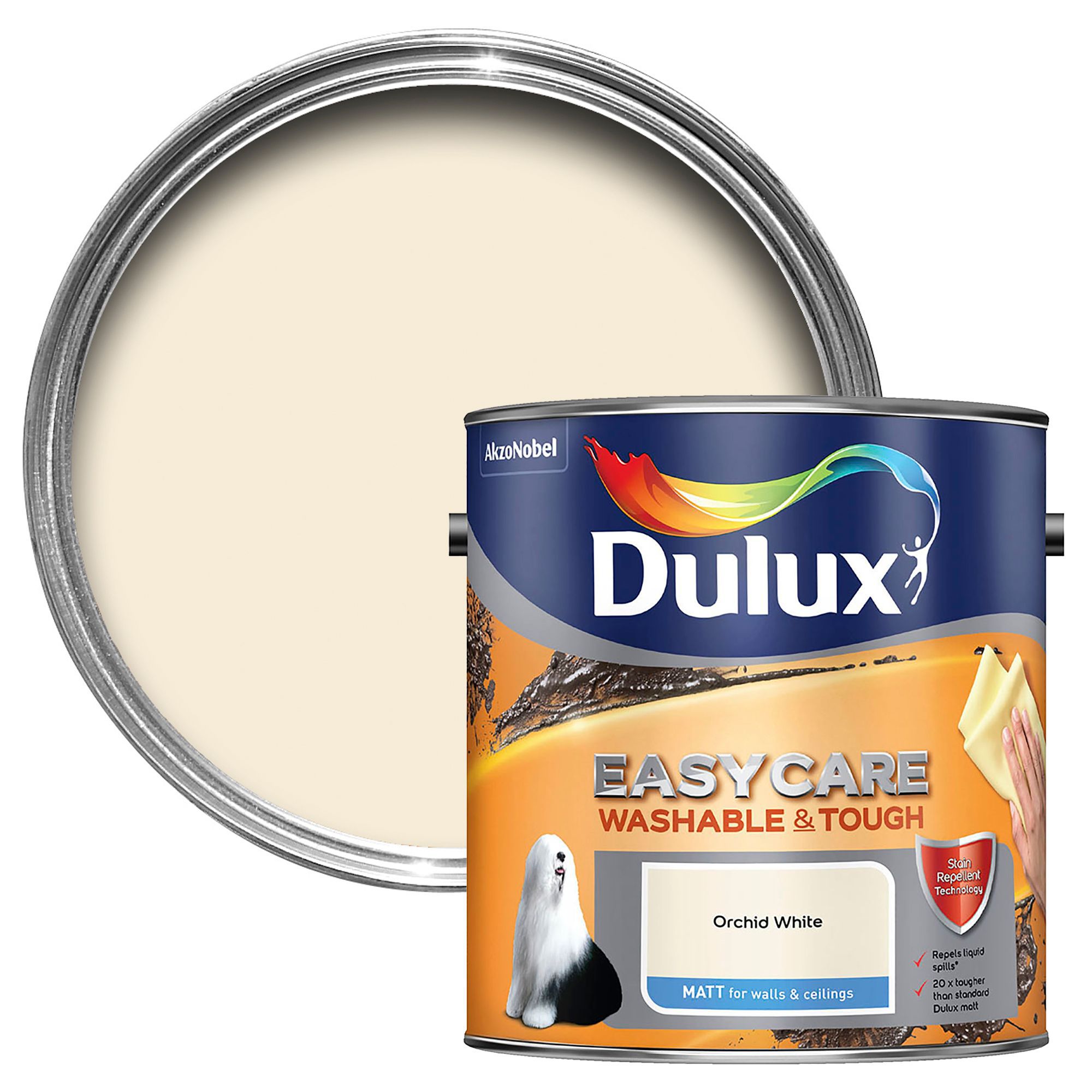 Dulux Easycare Orchid White Matt Emulsion Paint 2.5L Departments