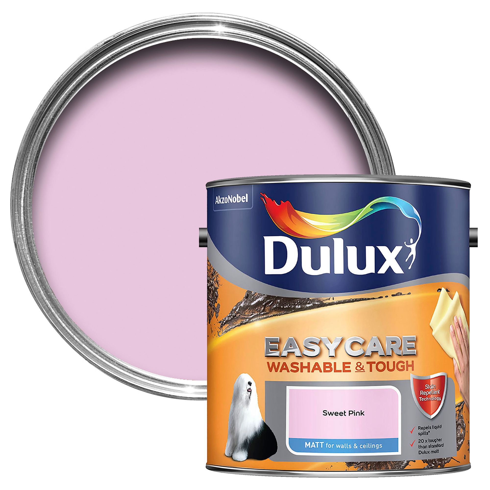 Dulux Easycare Sweet Pink Matt Emulsion Paint 2.5L Departments DIY