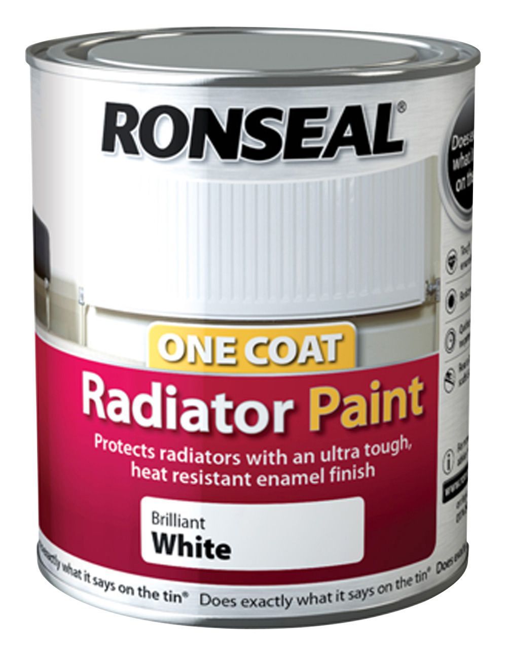 Ronseal Brilliant White Gloss Radiator Paint 250ml Rooms DIY at B&Q