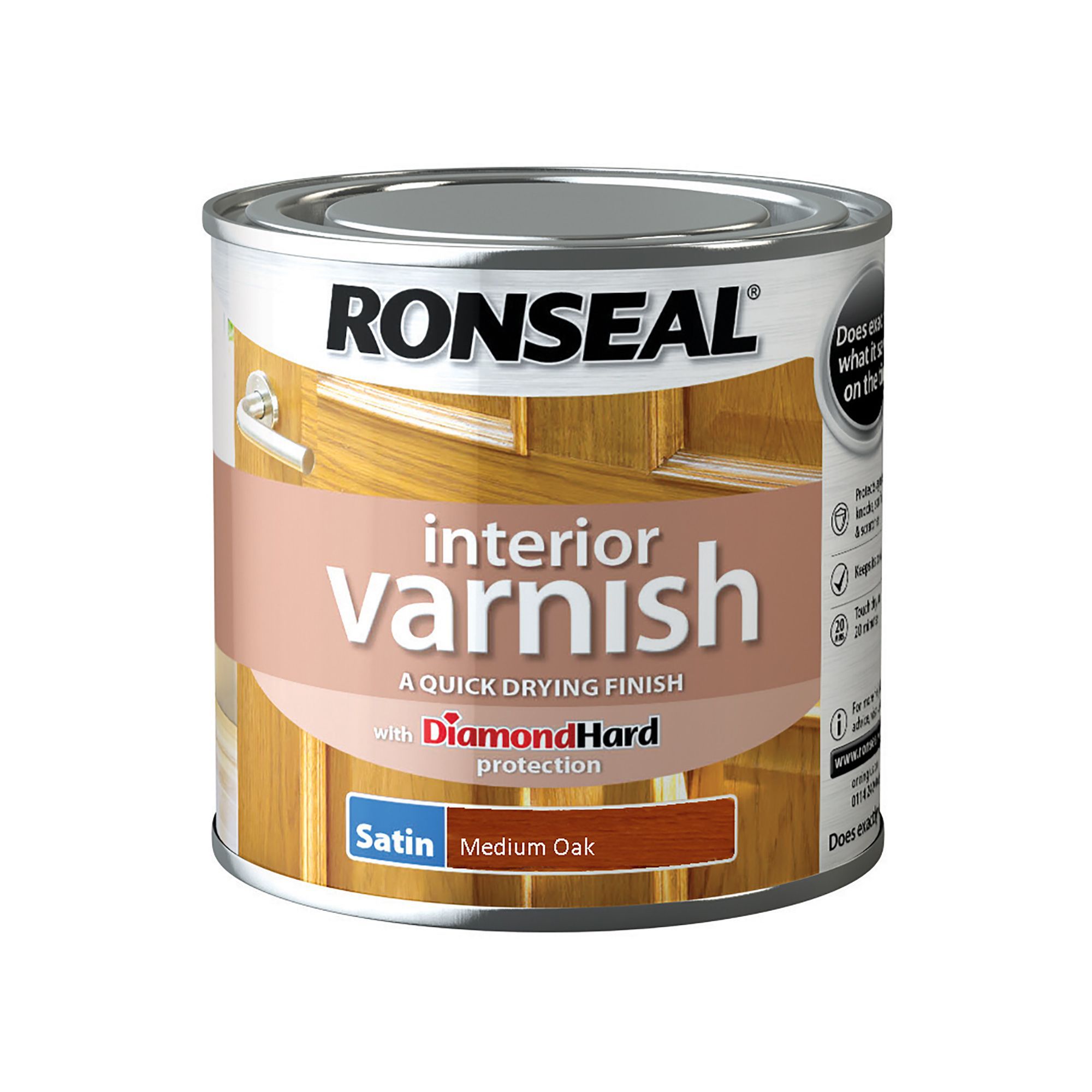 Ronseal Interior Diamond Hard Medium Oak Satin Interior Varnish 250ml ...