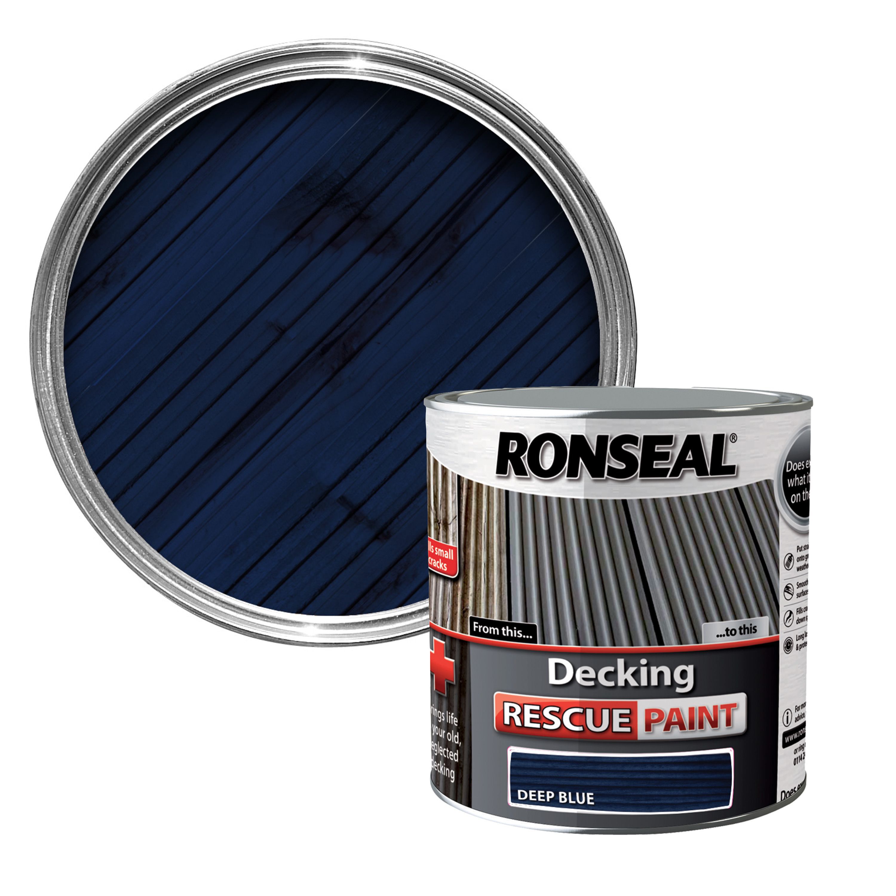 Ronseal Deep Blue Matt Decking Rescue Paint 2.5L Departments DIY at B&Q