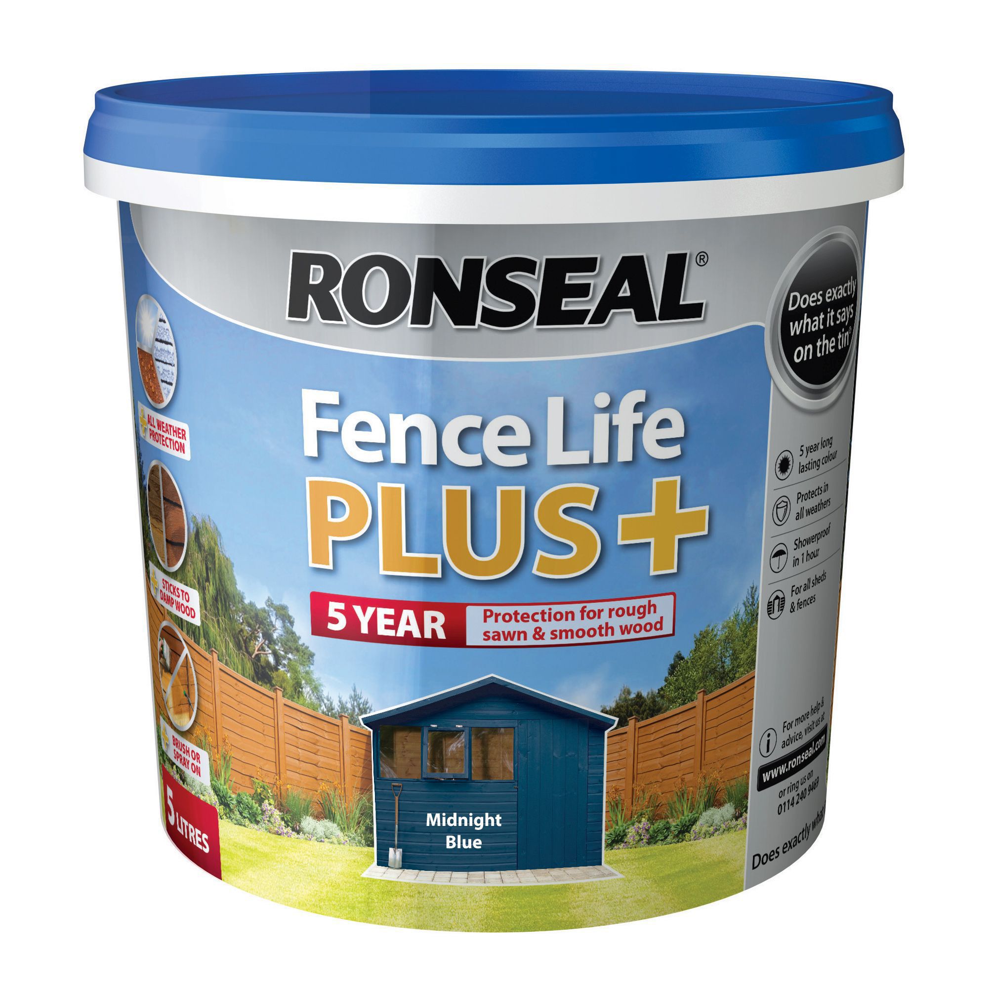ronseal fence life midnight blue matt opaque shed & fence