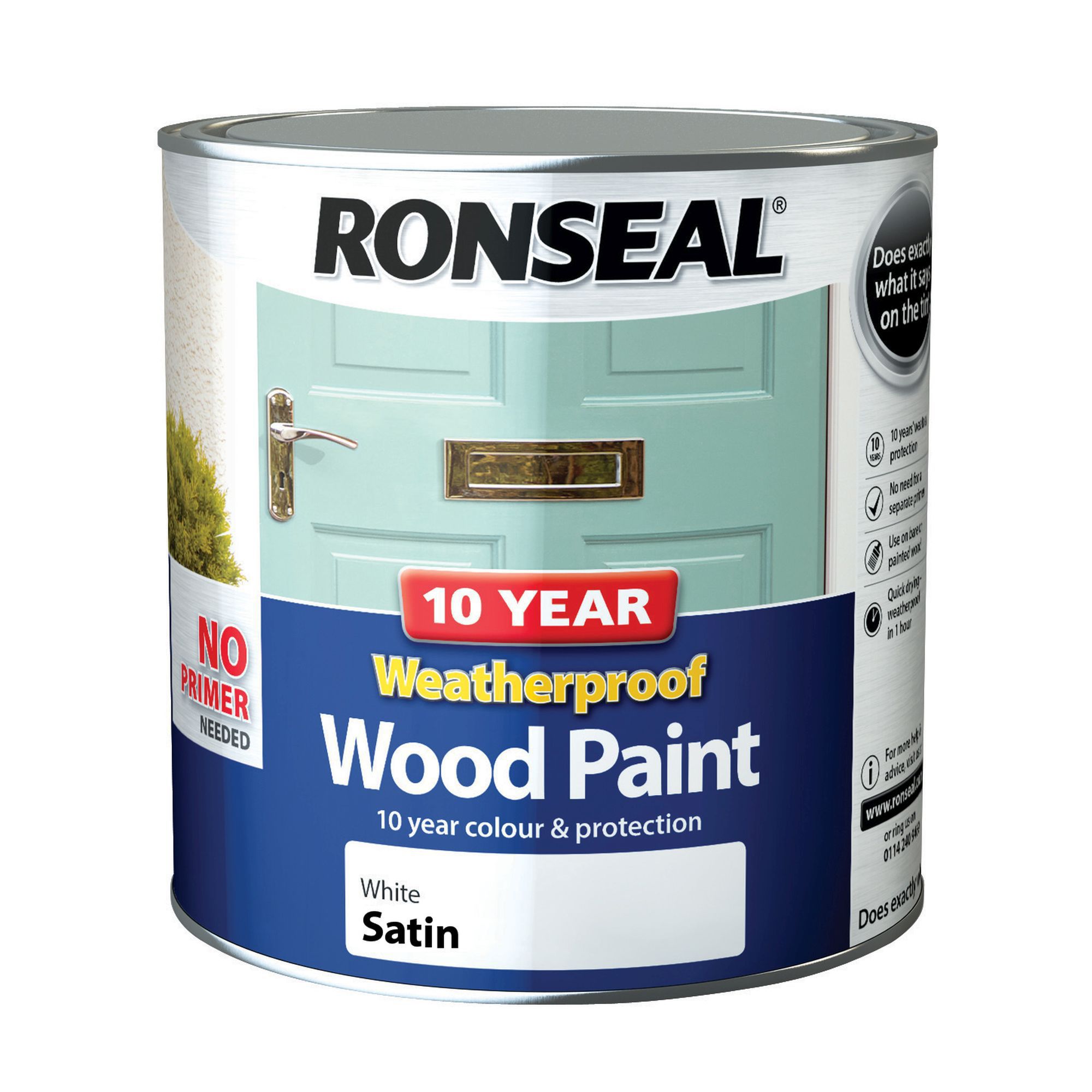 Ronseal External White Satin Wood paint 2.5L Departments DIY at B&Q