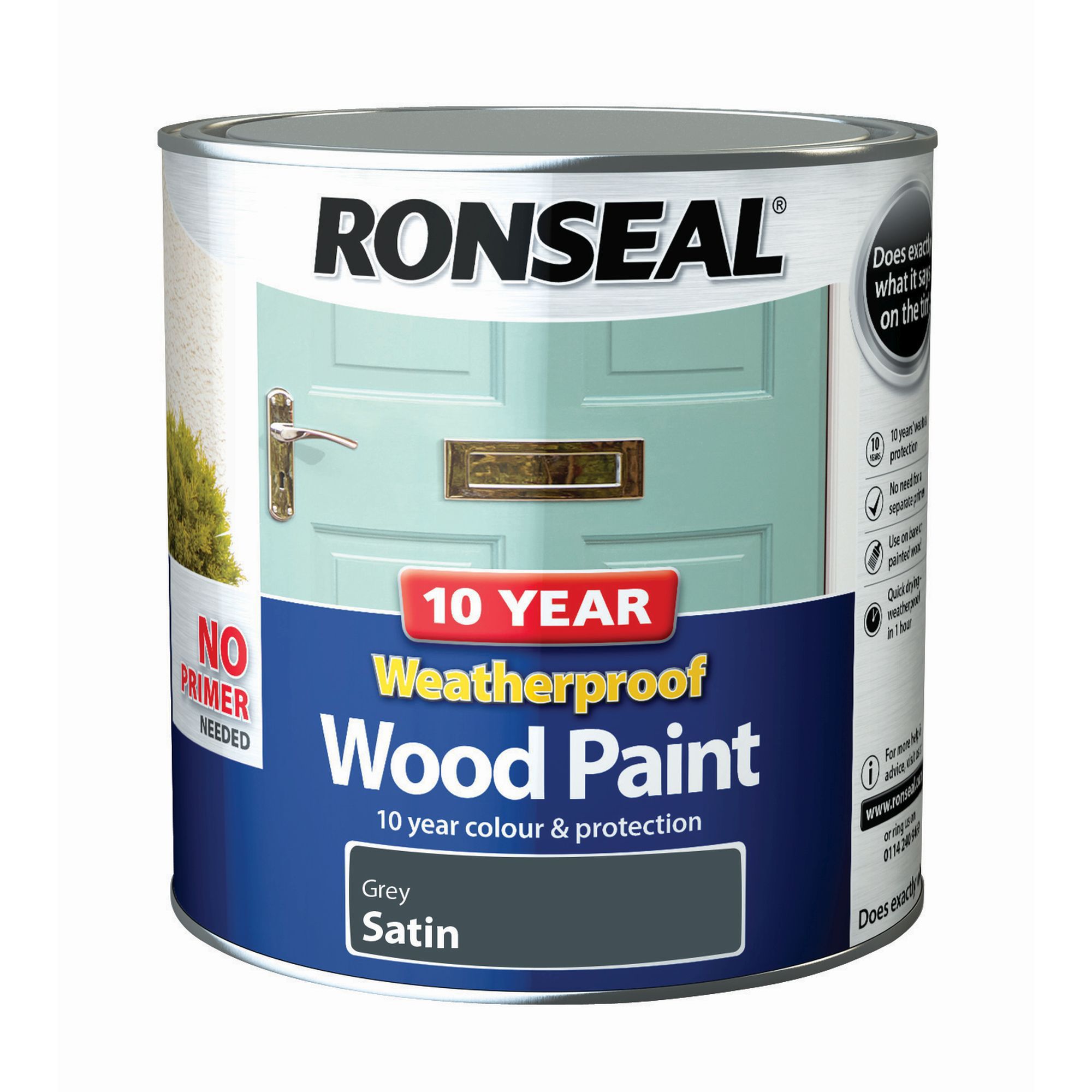 Ronseal External Grey Satin Wood paint 2.5L Departments DIY at B&Q