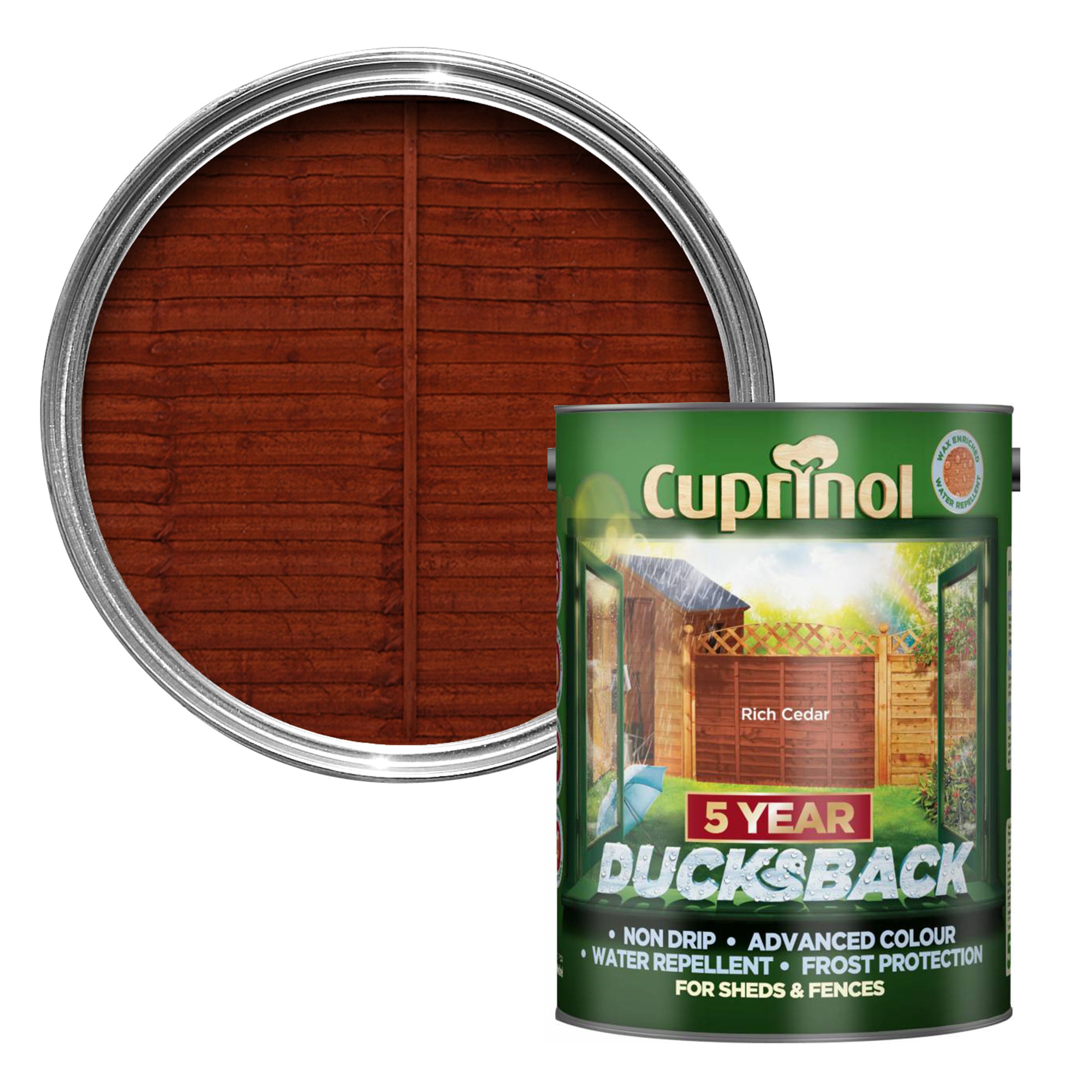  Rich Cedar Shed &amp; Fence Treatment 5L | Departments | DIY at B&amp;Q