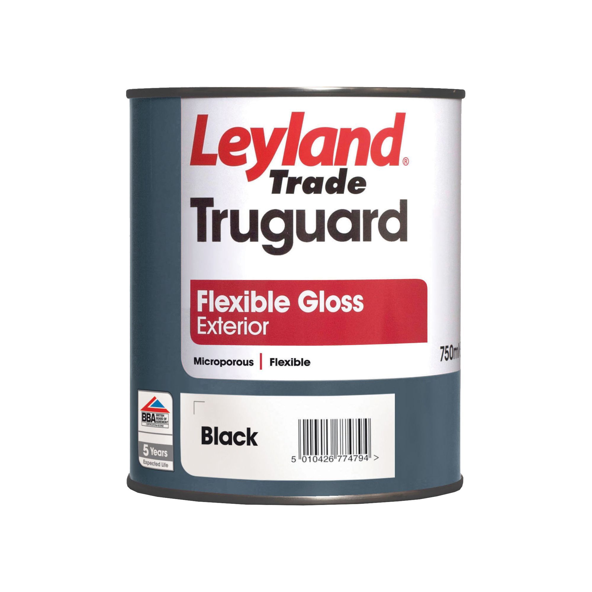 Leyland Trade Truguard Exterior Black Gloss Multipurpose Paint 0.75L Tin Departments TradePoint