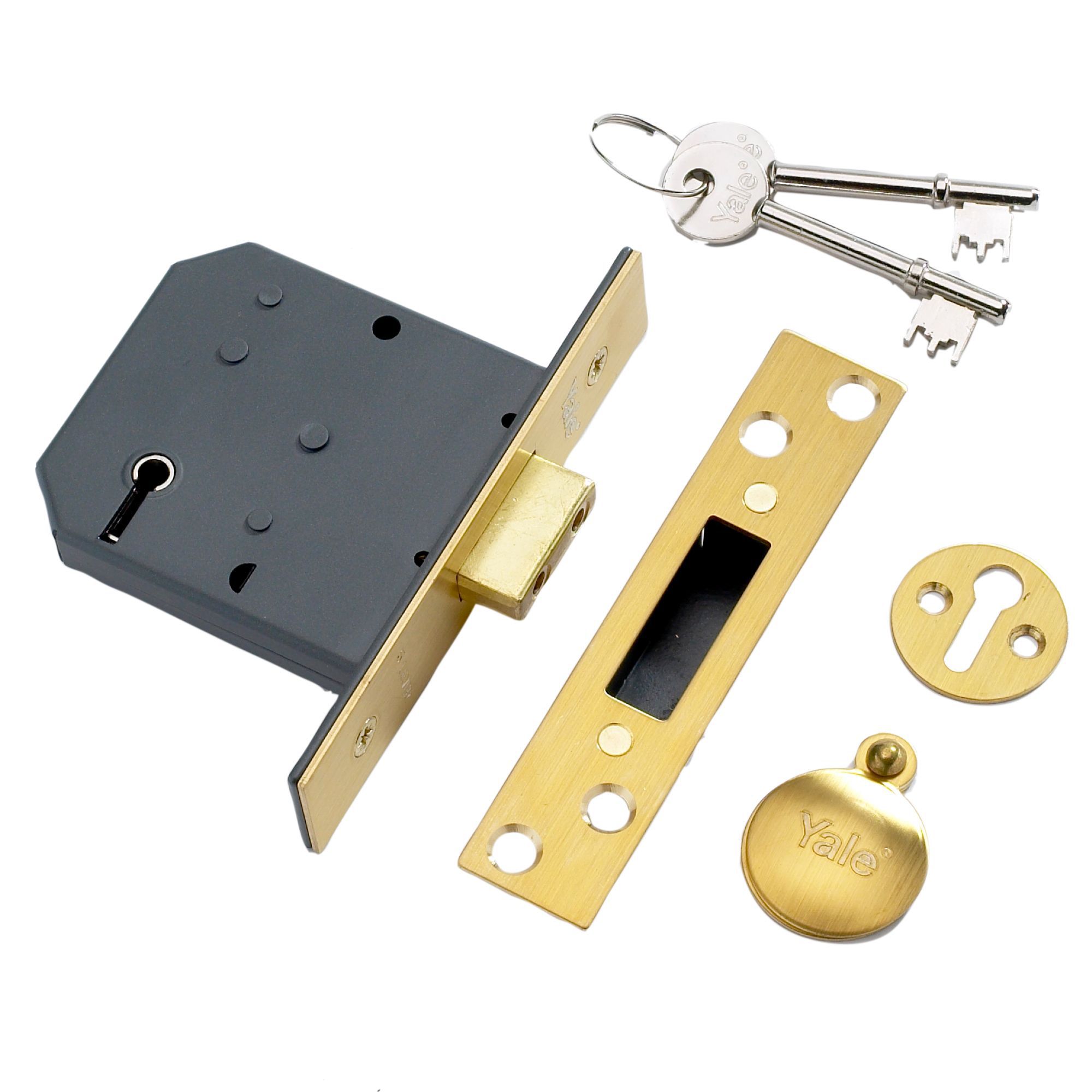 Yale 76mm Polished Brass 5 Lever Deadlock Departments DIY at B&Q