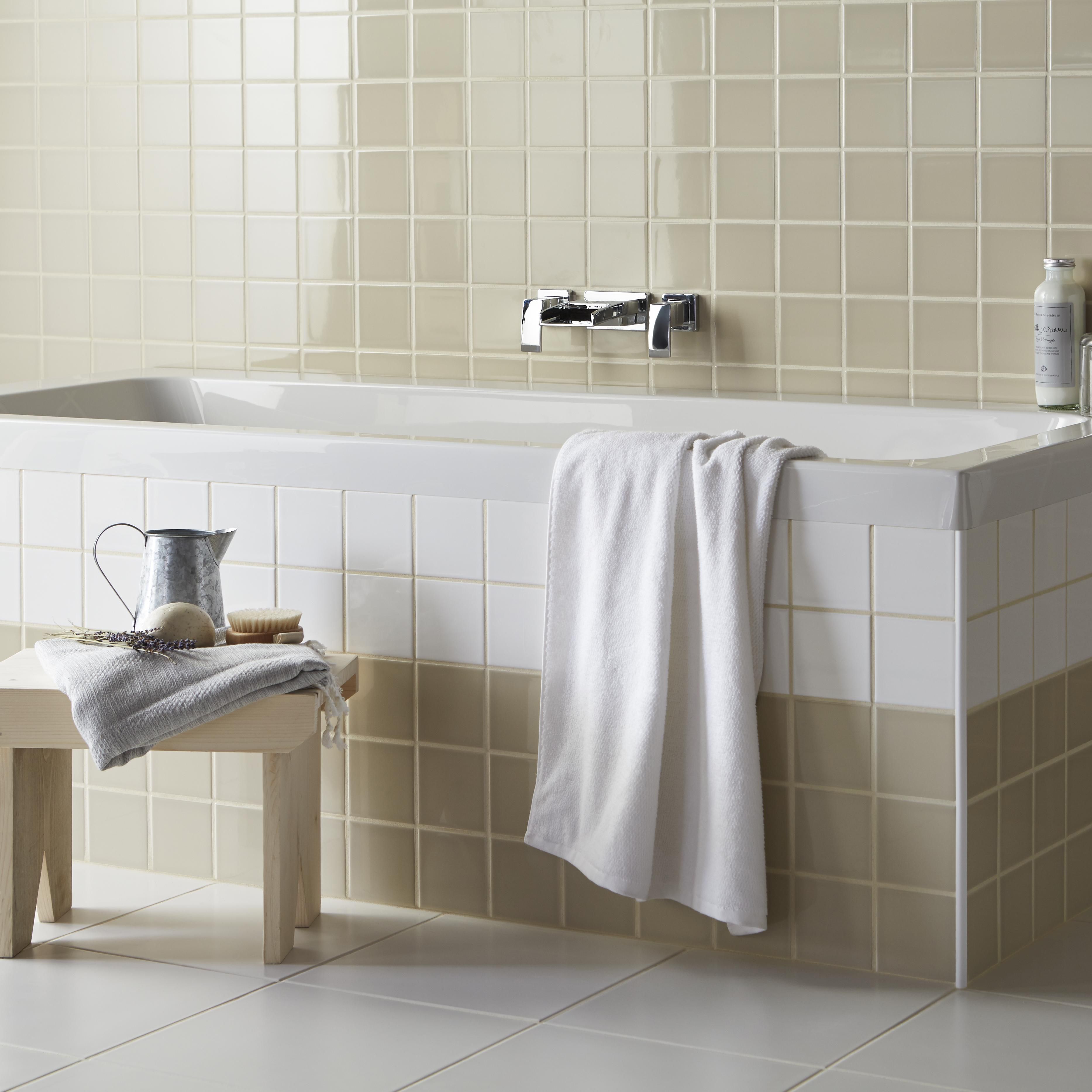 Utopia Barley Gloss Plain Ceramic Wall tile, Sample, (L)150mm (W)150mm