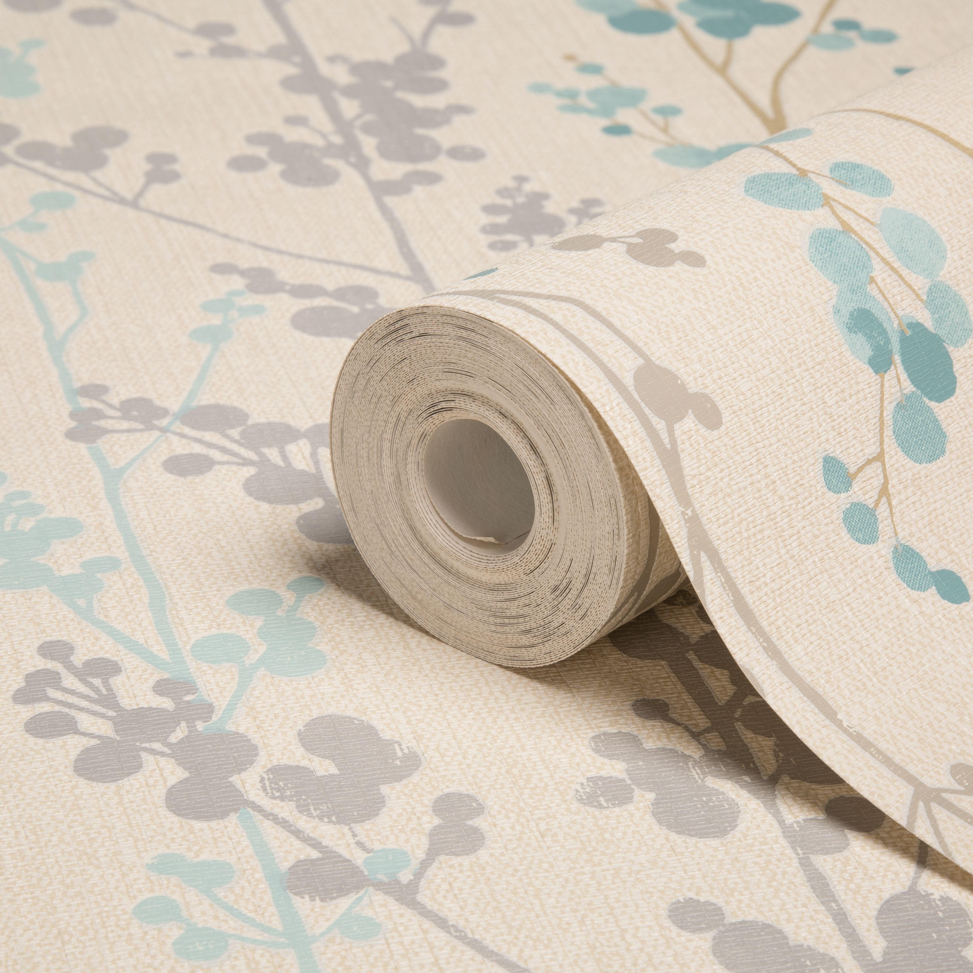 Graham & Brown Superfresco Teal Floral Metallic Wallpaper Departments