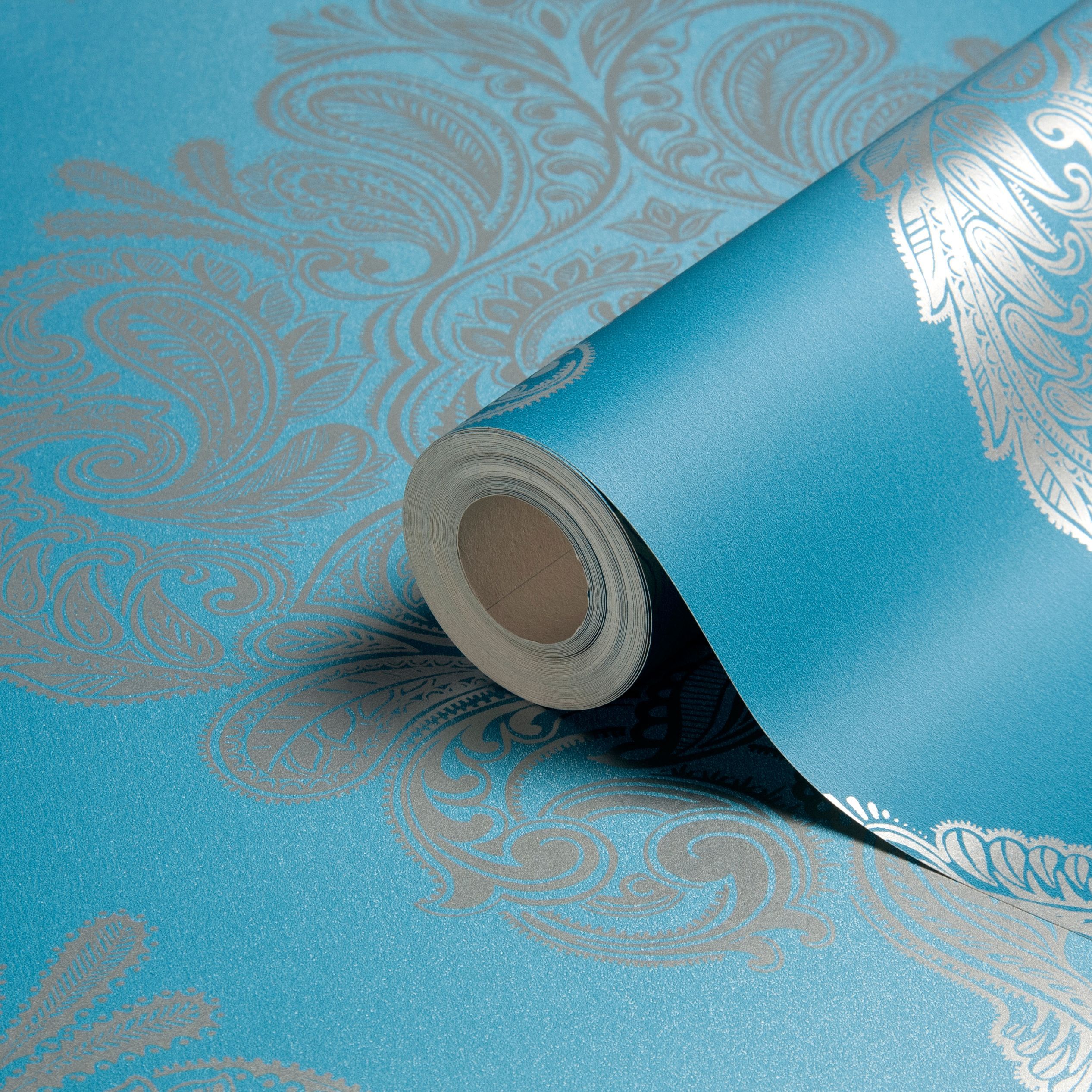 Laurence Llewelyn Bowen Cote Couture Blue Damask Wallpaper