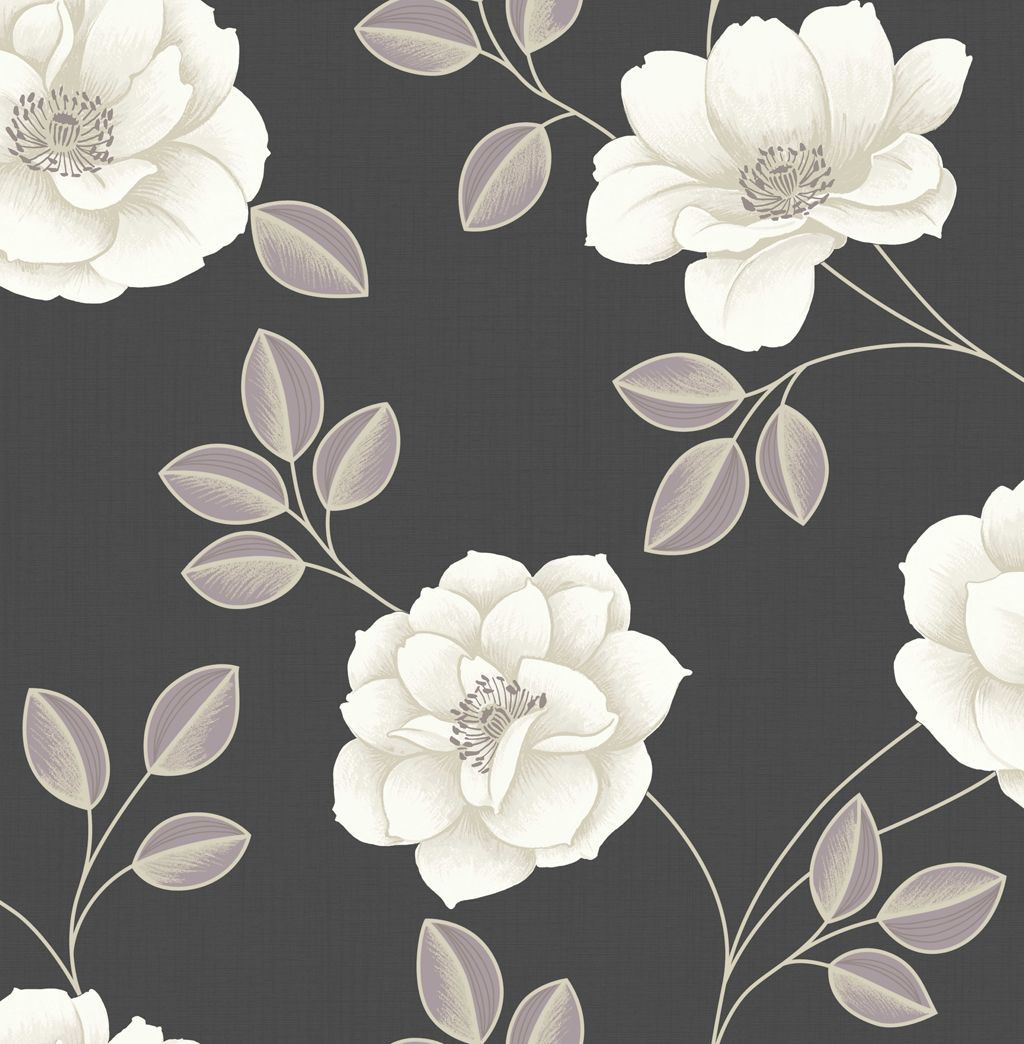 Graham & Brown Superfresco Grey & White Floral Wallpaper | Departments