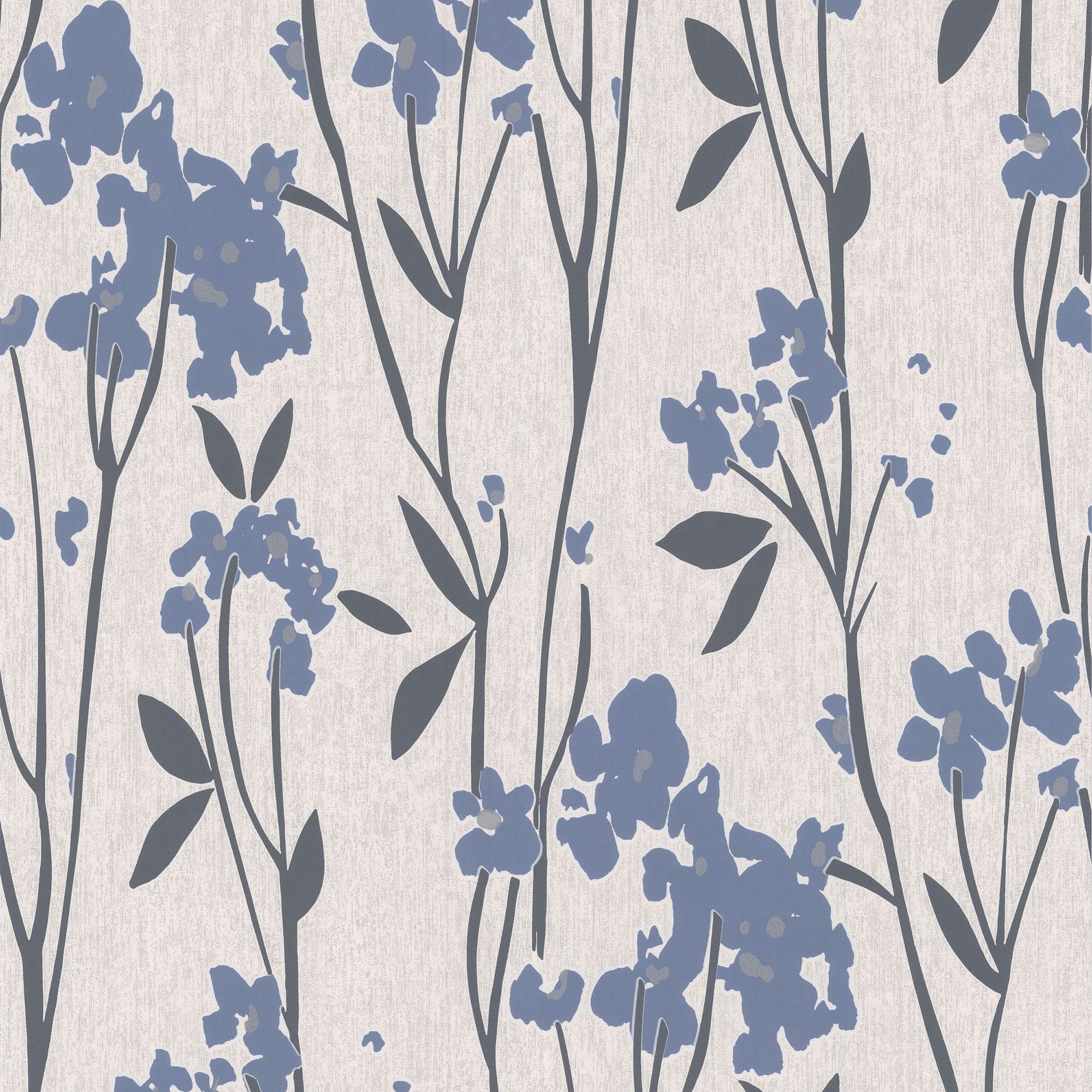 Graham & Brown Superfresco Blue & Cream Floral Wallpaper | Departments