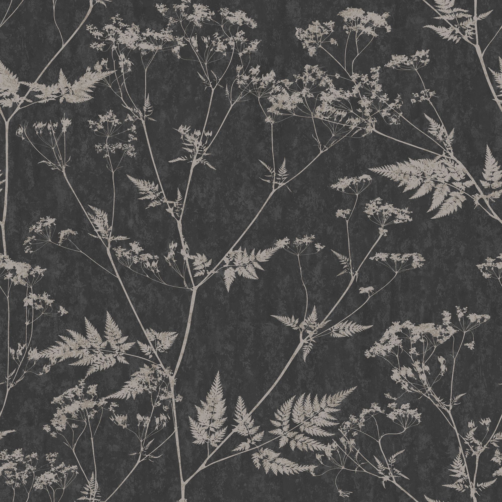 Gilded Fern Black & Grey Leaf Metallic Wallpaper Departments TradePoint