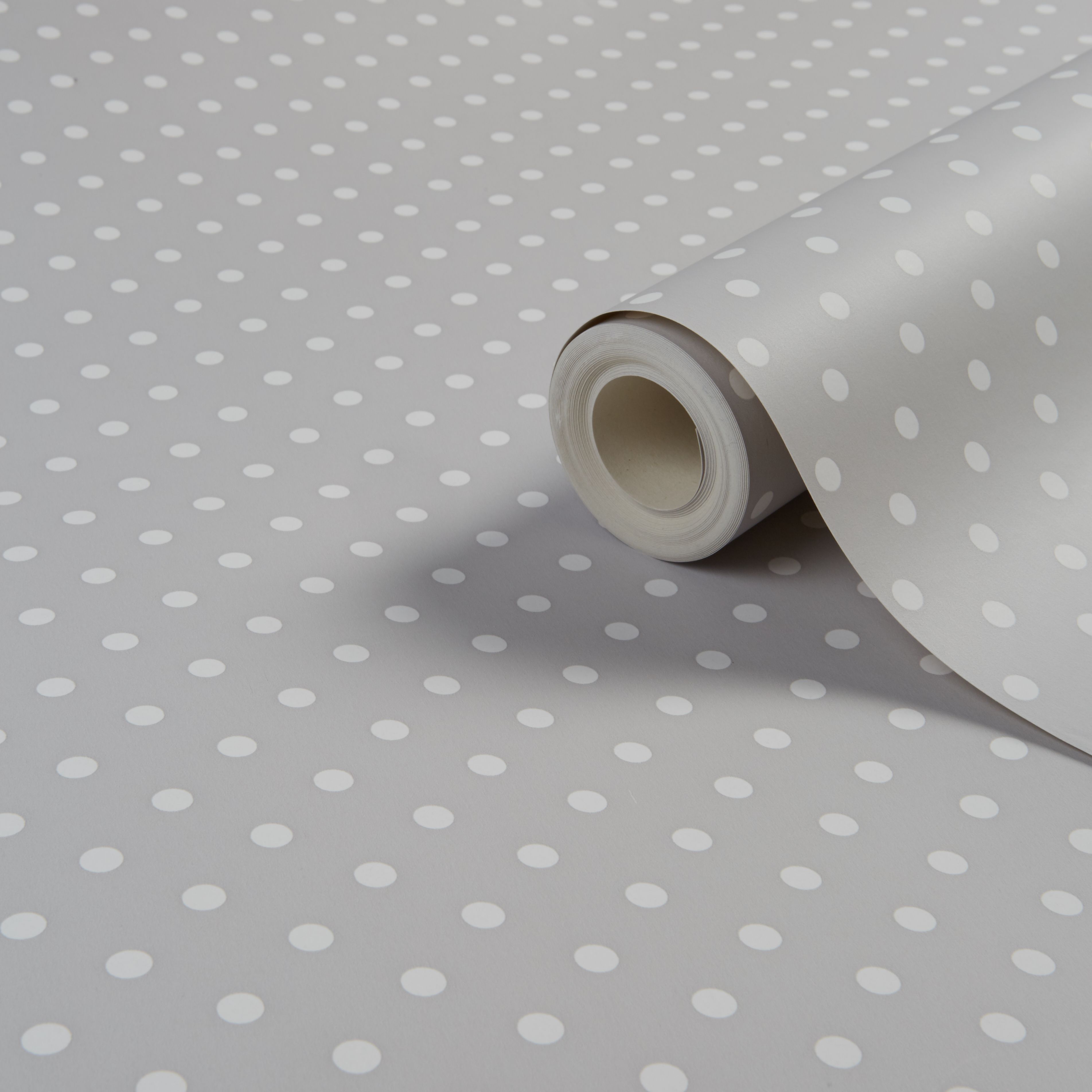 Graham & Brown Grey & White Polka Dots Wallpaper | Departments | DIY at B&Q