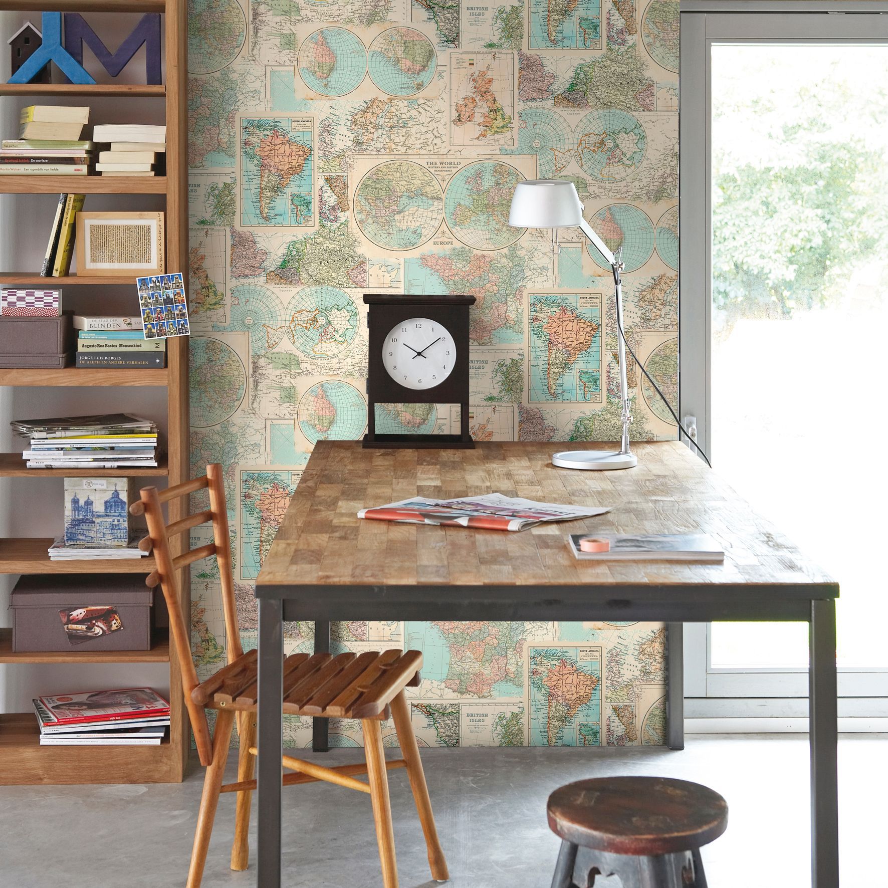 Graham & Brown Fresco Cream & Blue Maps Wallpaper | Departments | DIY