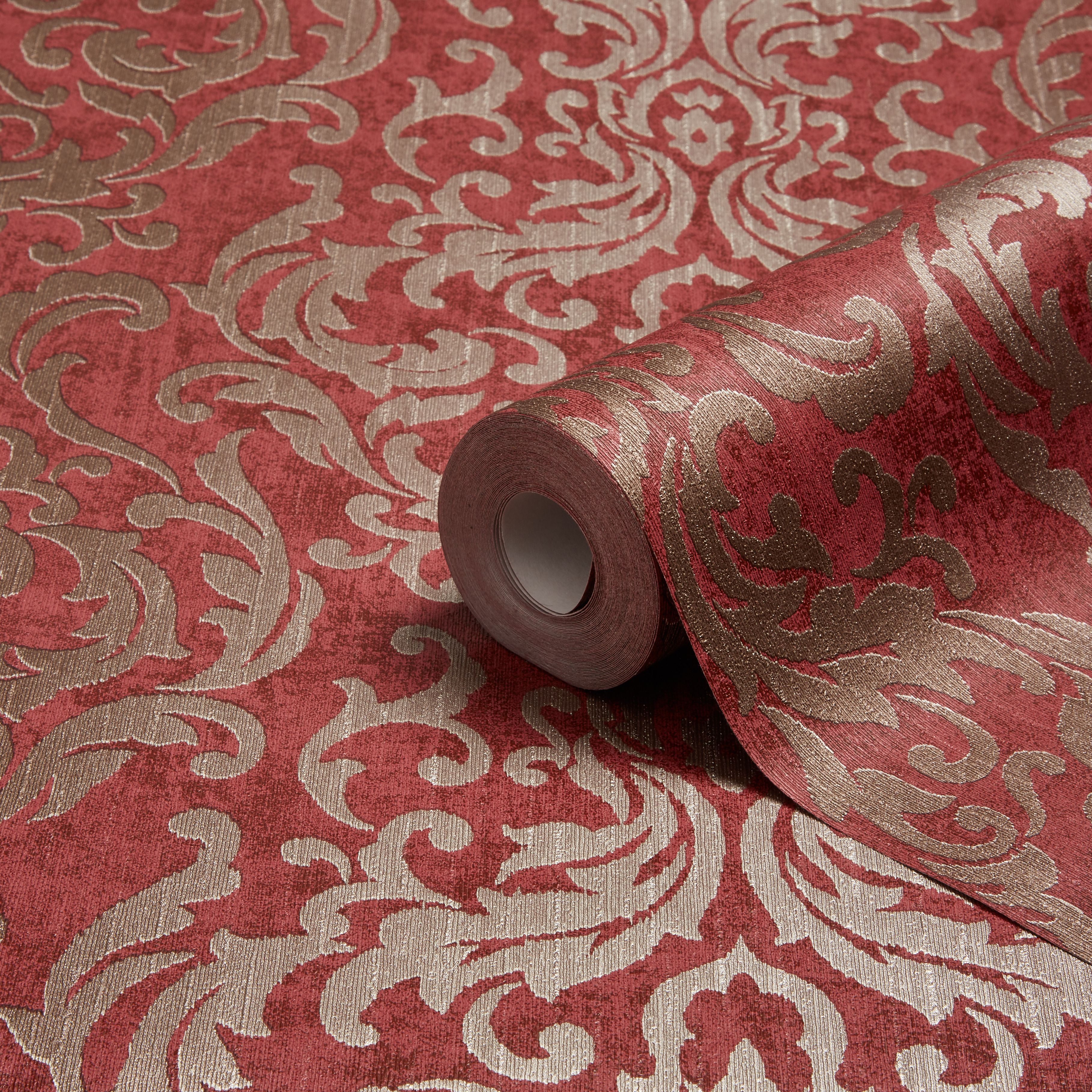 Graham & Brown Drama Red Damask Wallpaper | Departments | DIY at B&Q