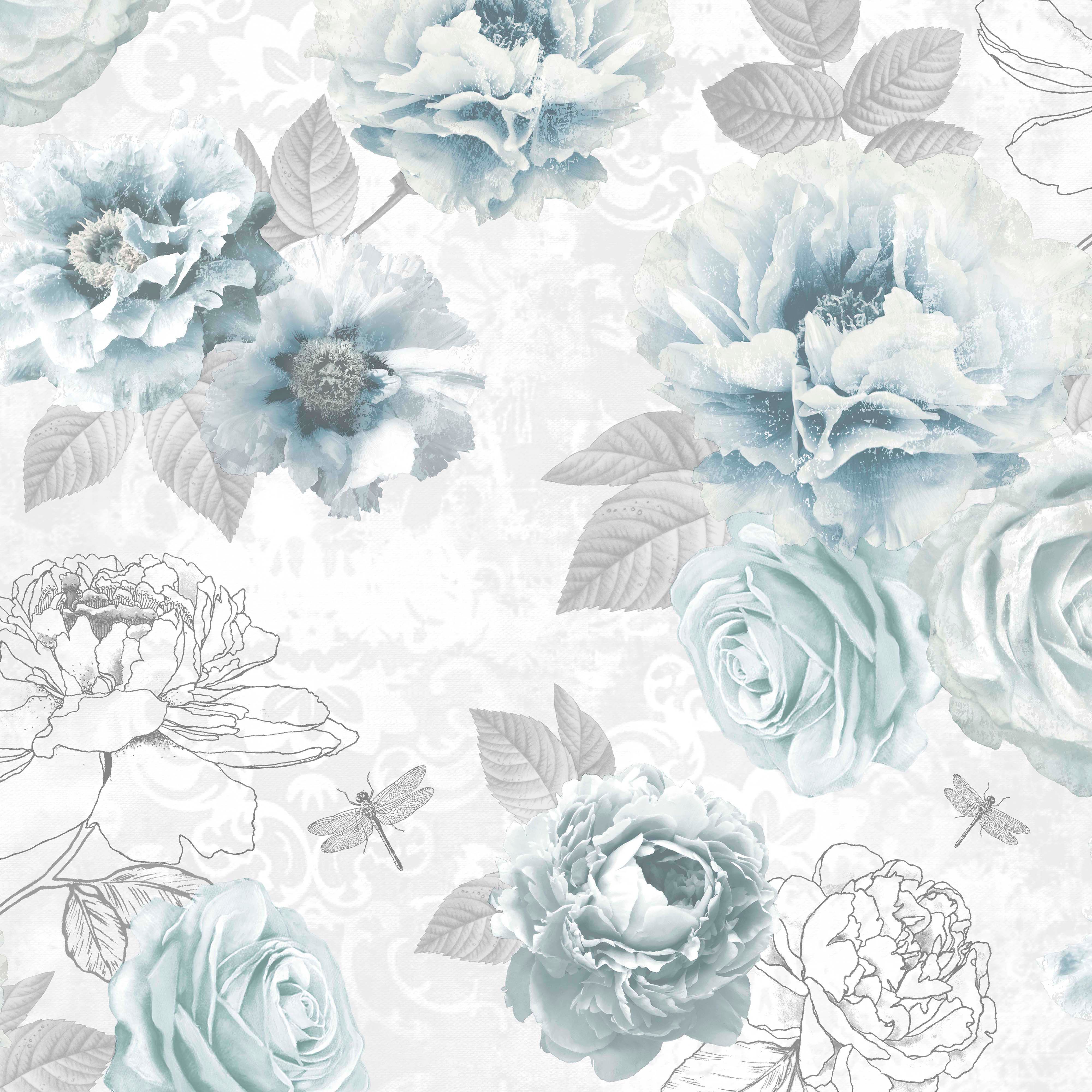 Fresco Blue Floral Wallpaper | Departments | TradePoint
