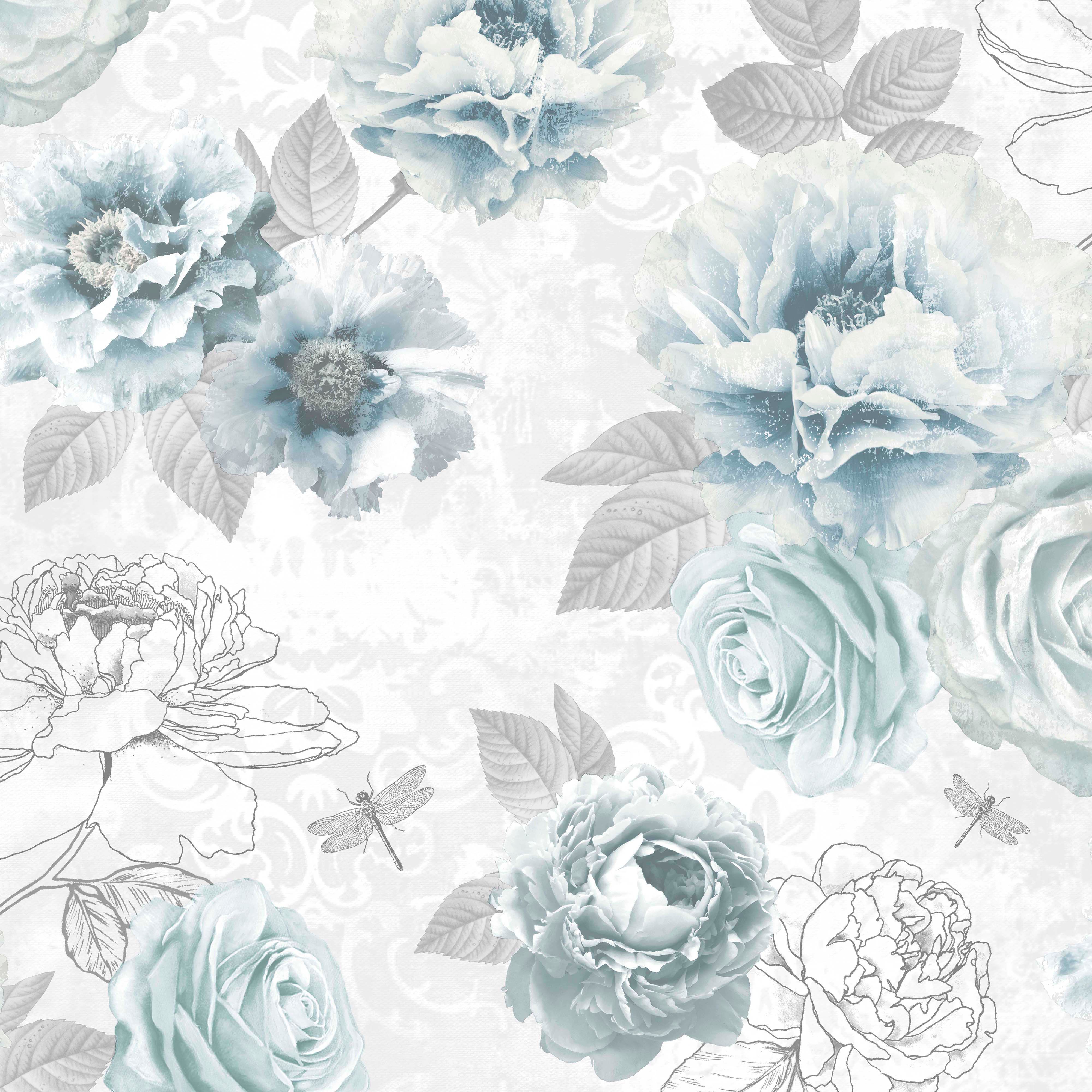 Graham & Brown Fresco Blue Floral Wallpaper | Departments | DIY at B&Q