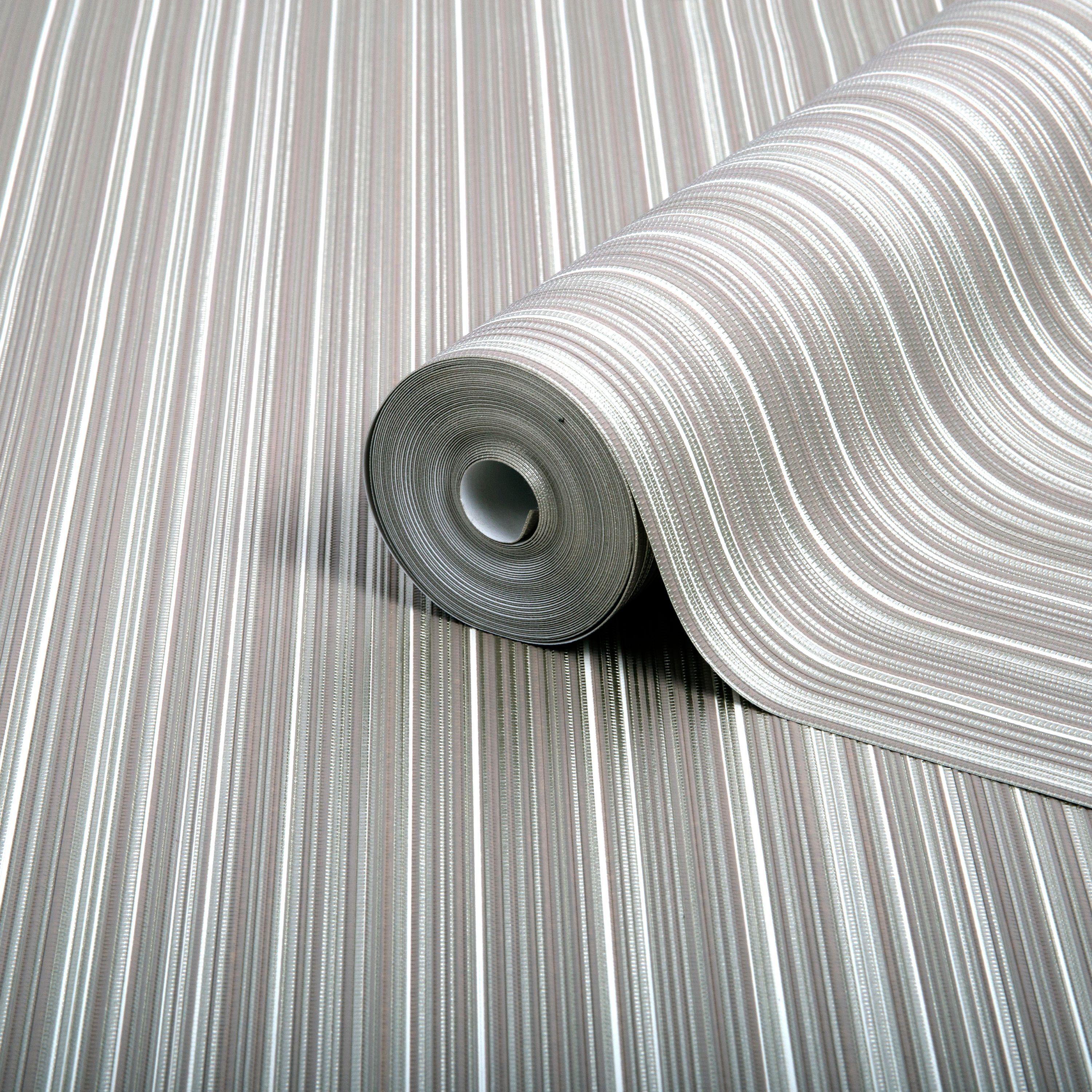 Boutique Palma Pale Gold Effect Striped Metallic Wallpaper