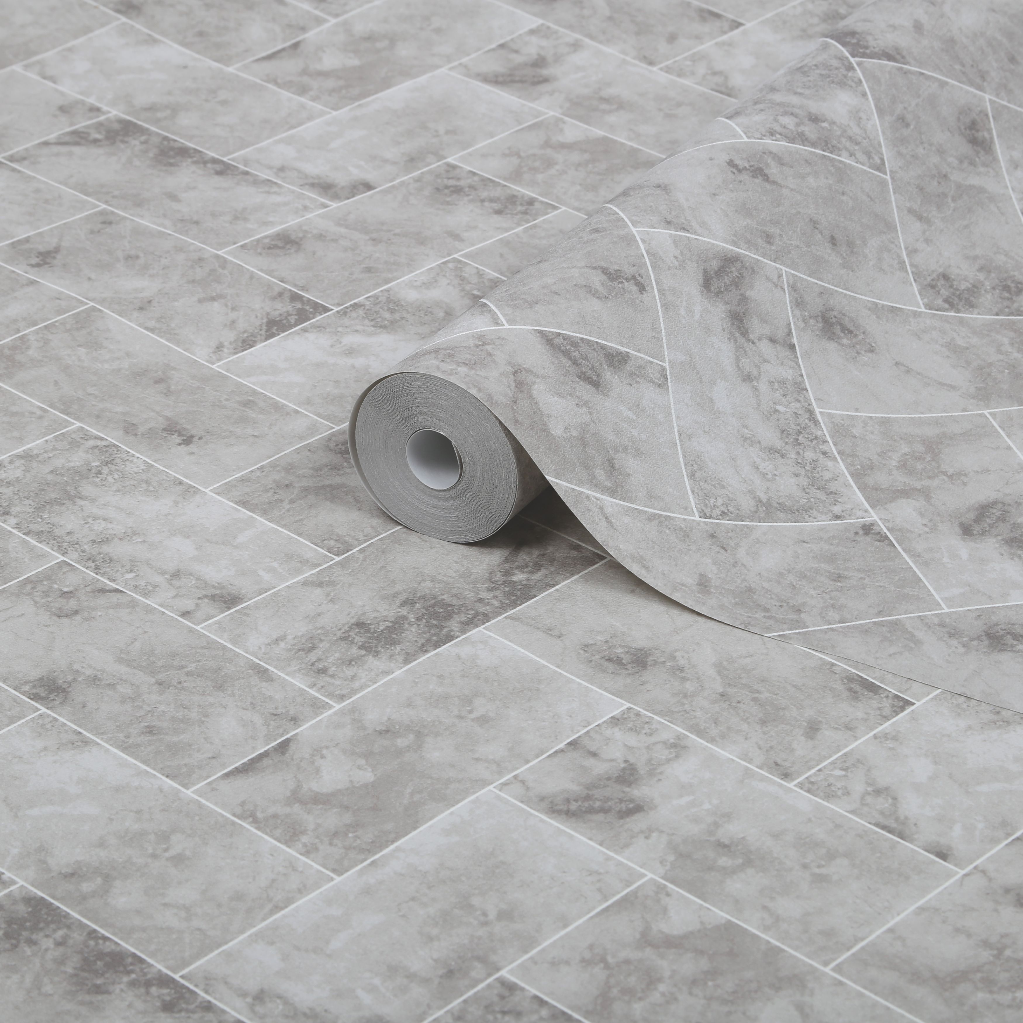 Contour Travertino Taupe Herringbone Brick Wallpaper Departments