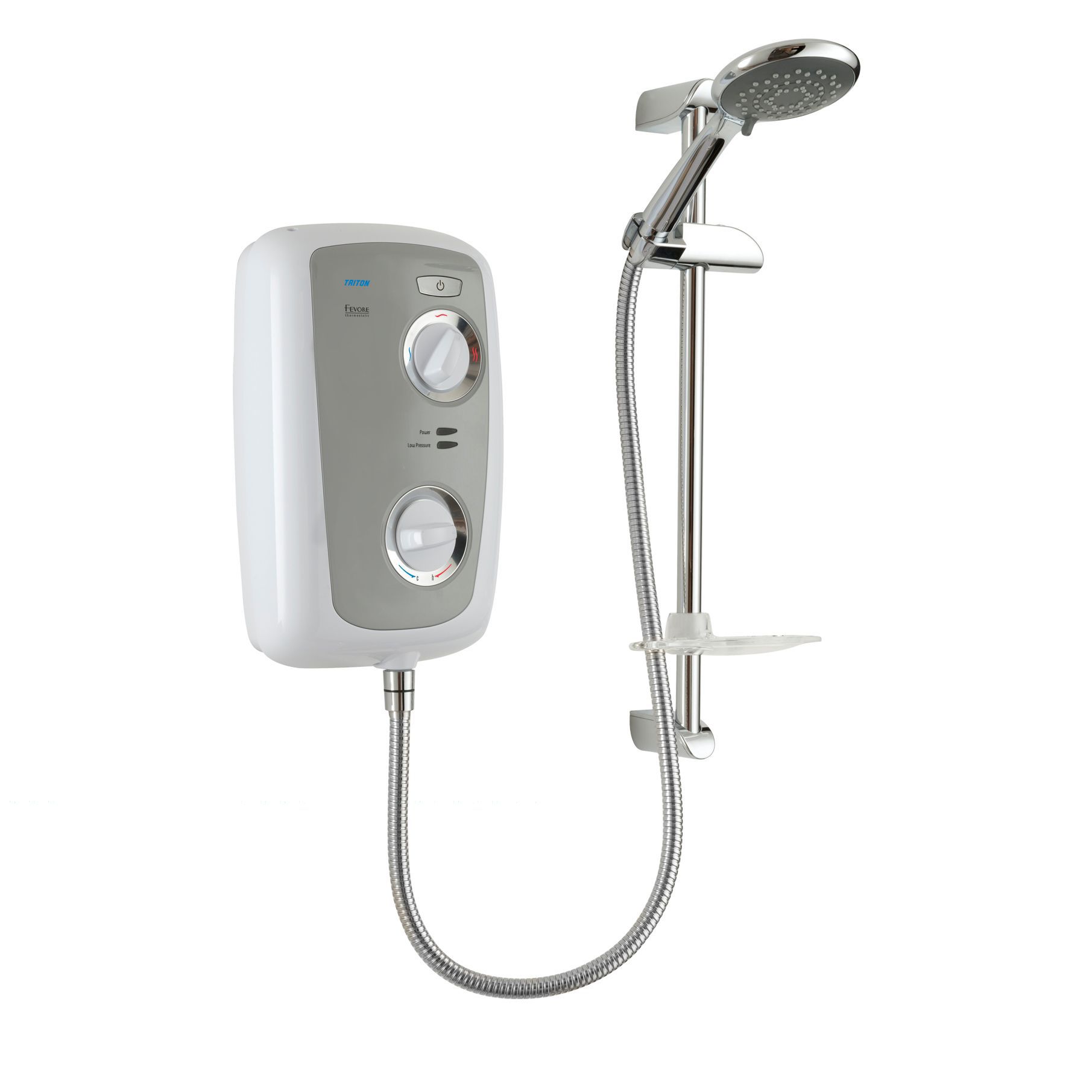 Triton Fevore White & Grey Electric Shower, 9.5 kW Departments DIY