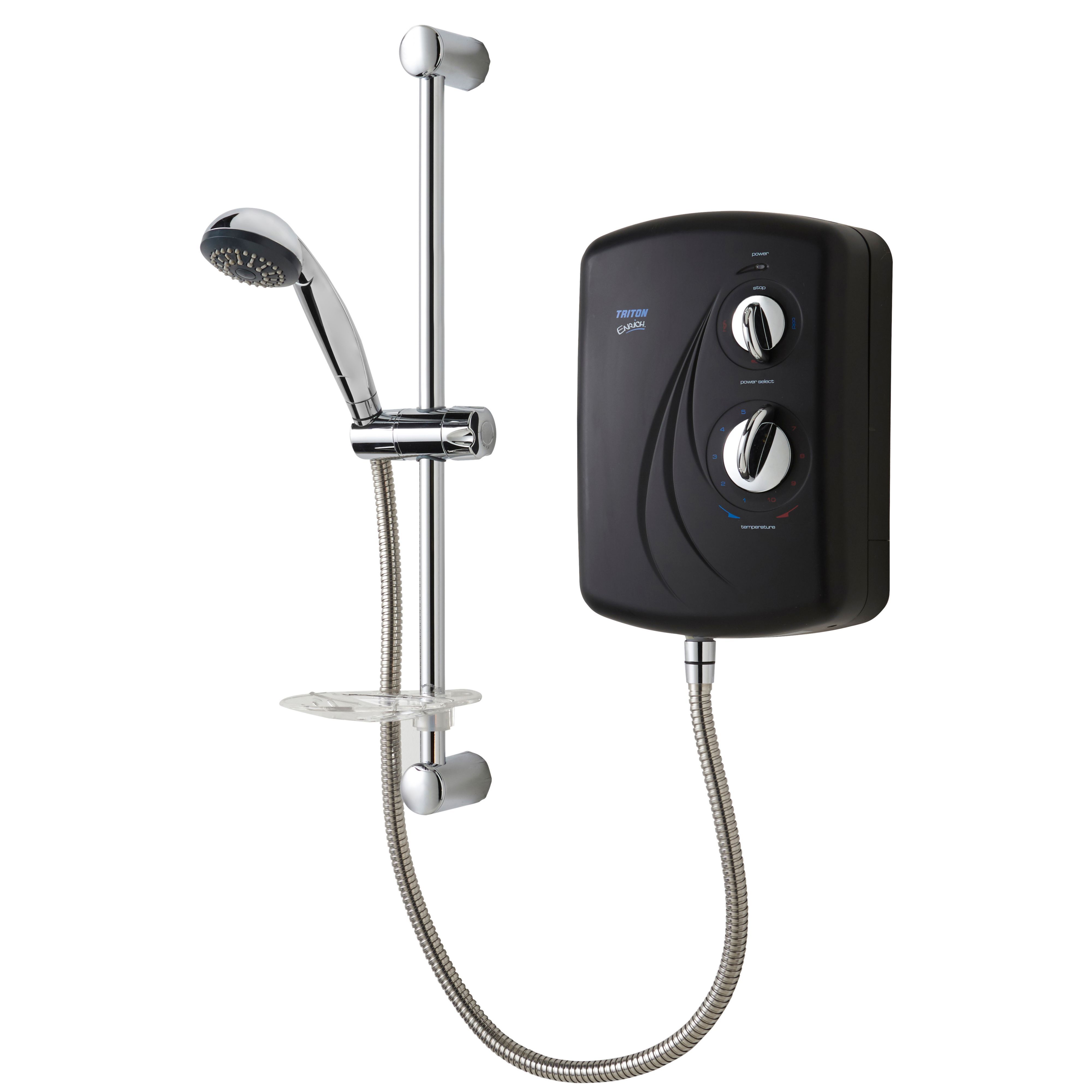 Triton Enrich Black Electric Shower, 10.5 kW Departments DIY at B&Q