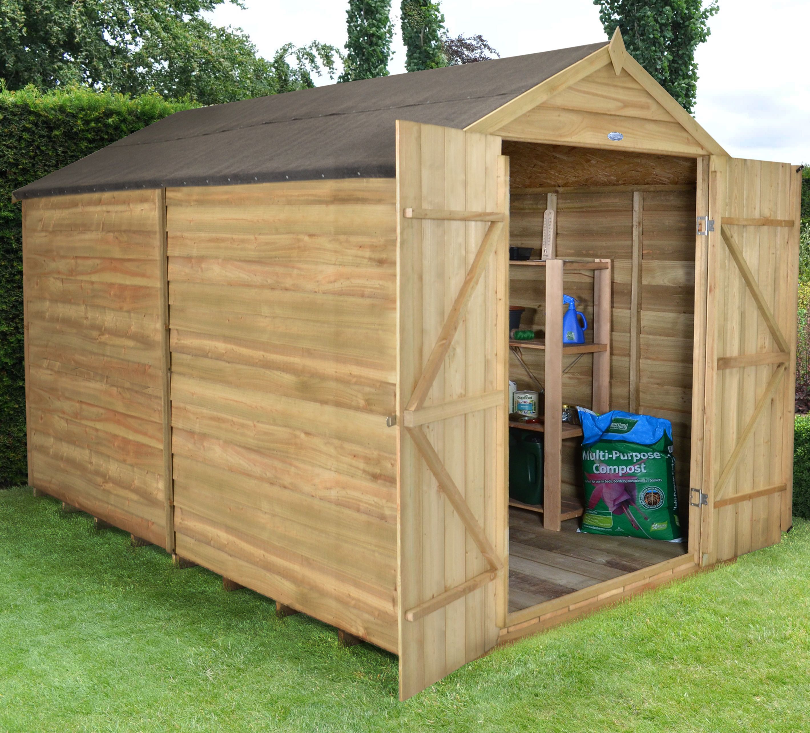 10X8 Forest Apex Overlap Wooden Shed with Assembly Service