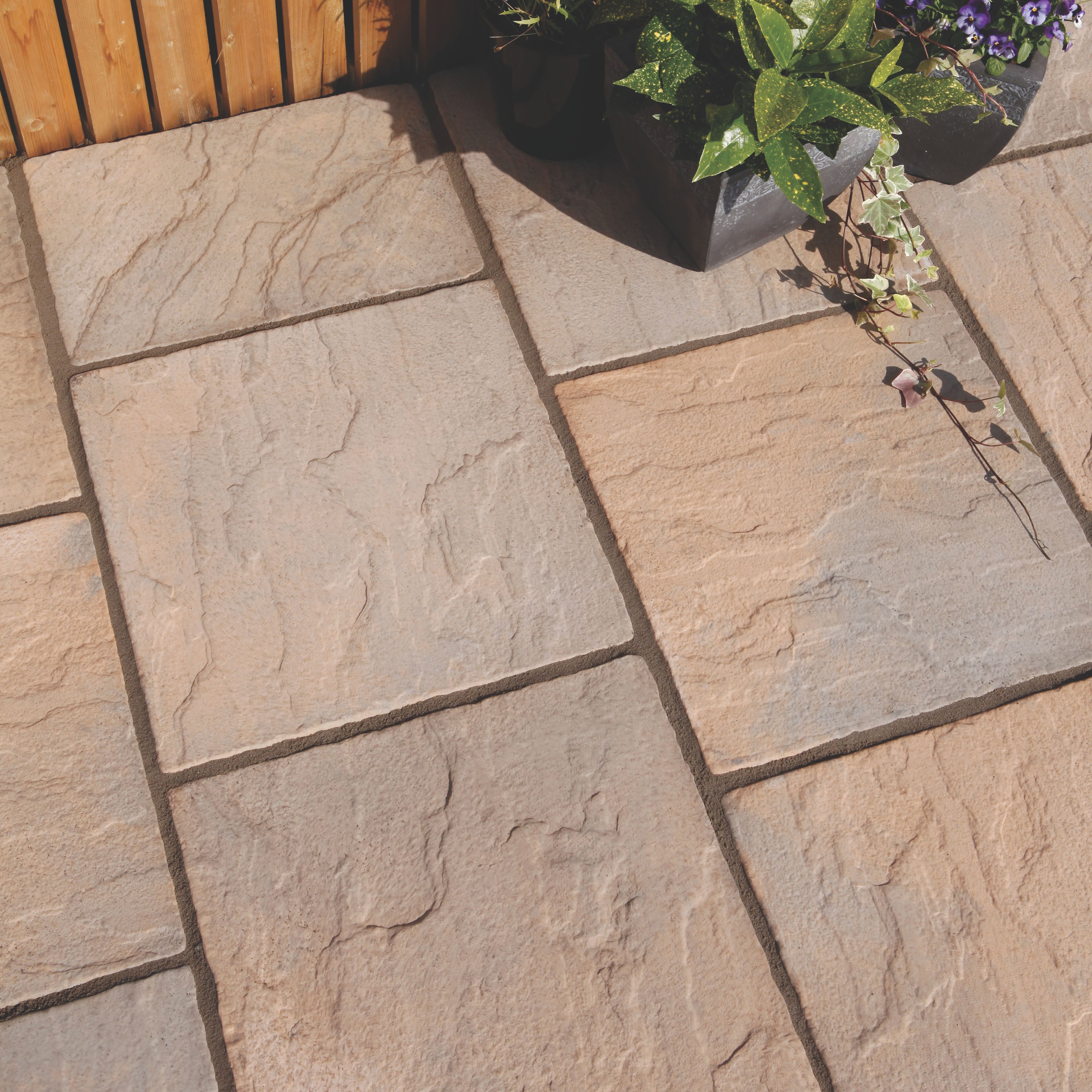 Brown Blend Derbyshire Single Paving Slab (L)450mm (W)450mm