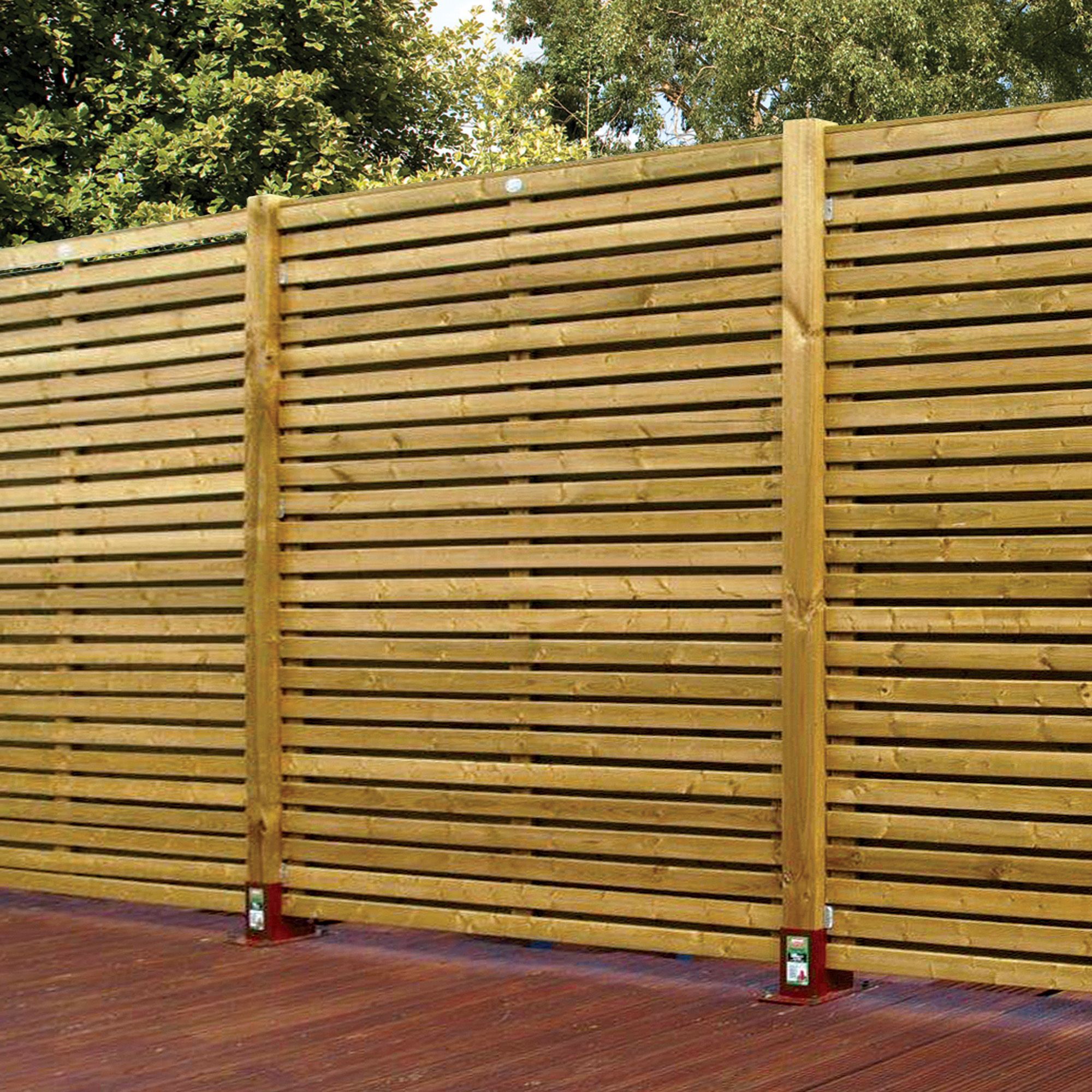 Contemporary Slatted Fence Panel W179m H1793mm Pack Of 4 Departments Diy At Bandq