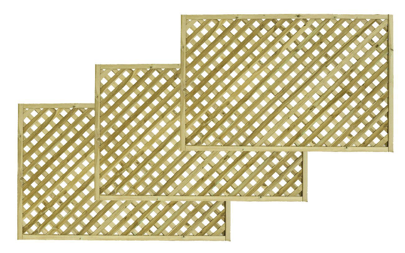 Woodbury Timber Square Trellis Panel (H)1.8M(W)1.2 M, Pack of 3 Departments DIY at B&Q