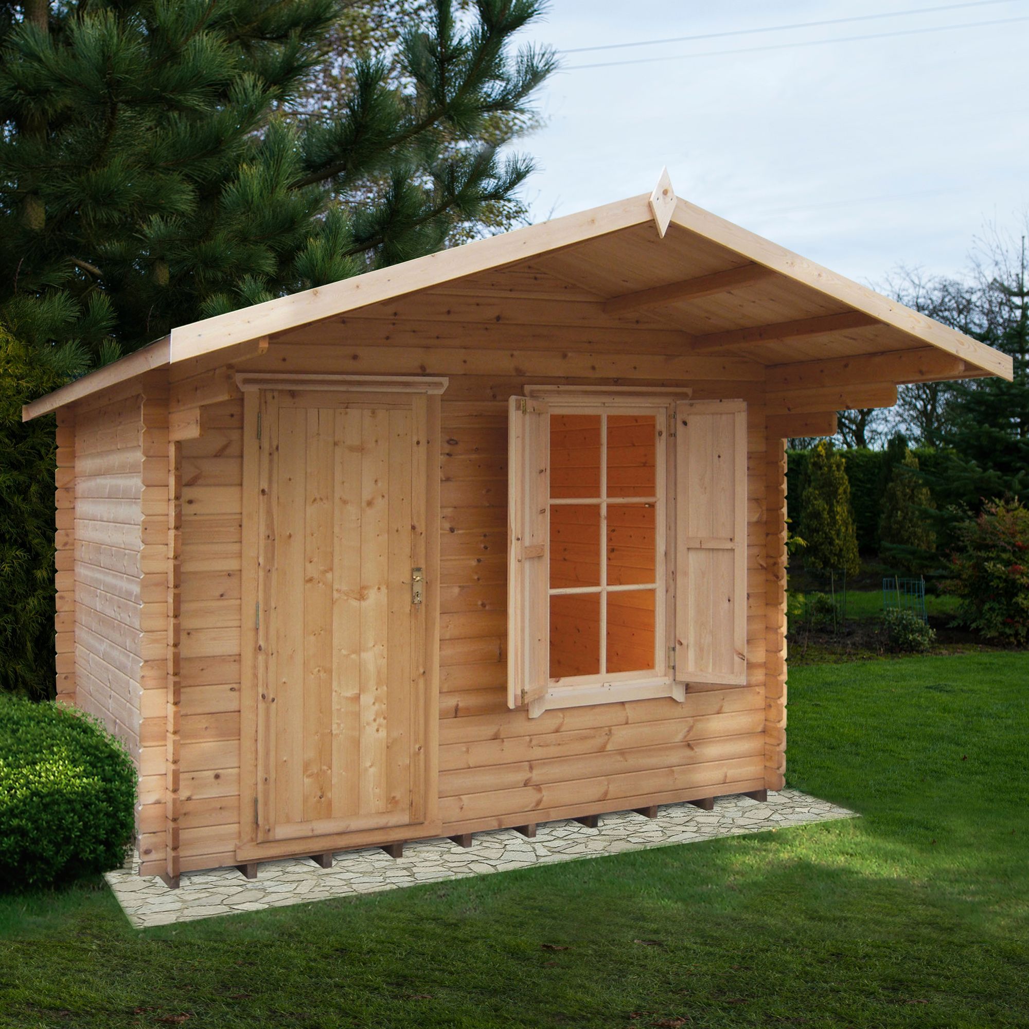 14X17 Twyford 44mm Tongue & Groove Timber Log Cabin Departments DIY