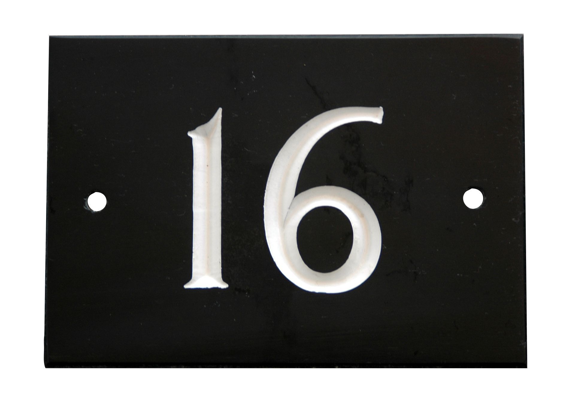 Black Slate Rectangle House Plate Number 16 Departments DIY at B&Q